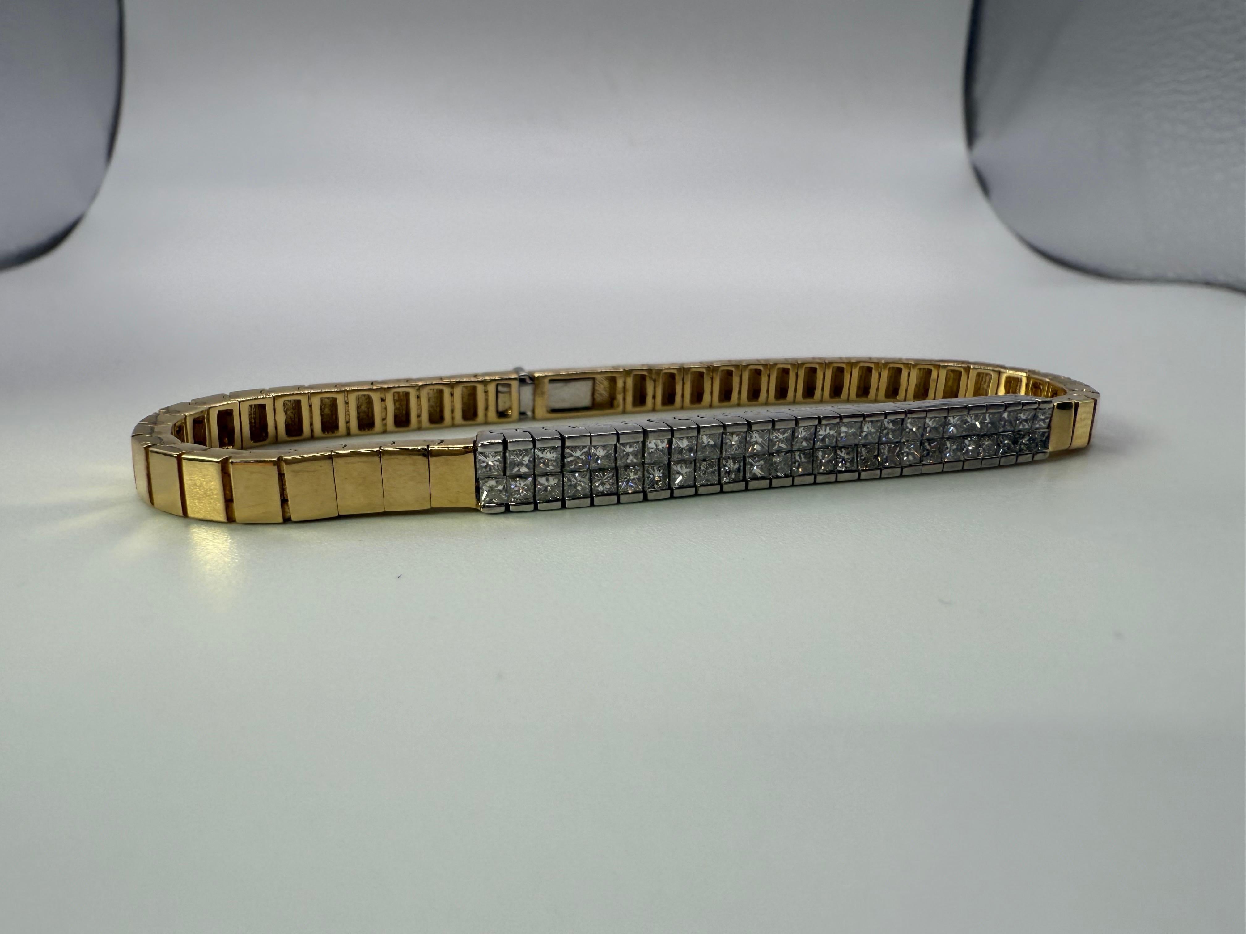 Bracelet Vintage By en or blanc et jaune 14KT avec diamants Unisexe en vente