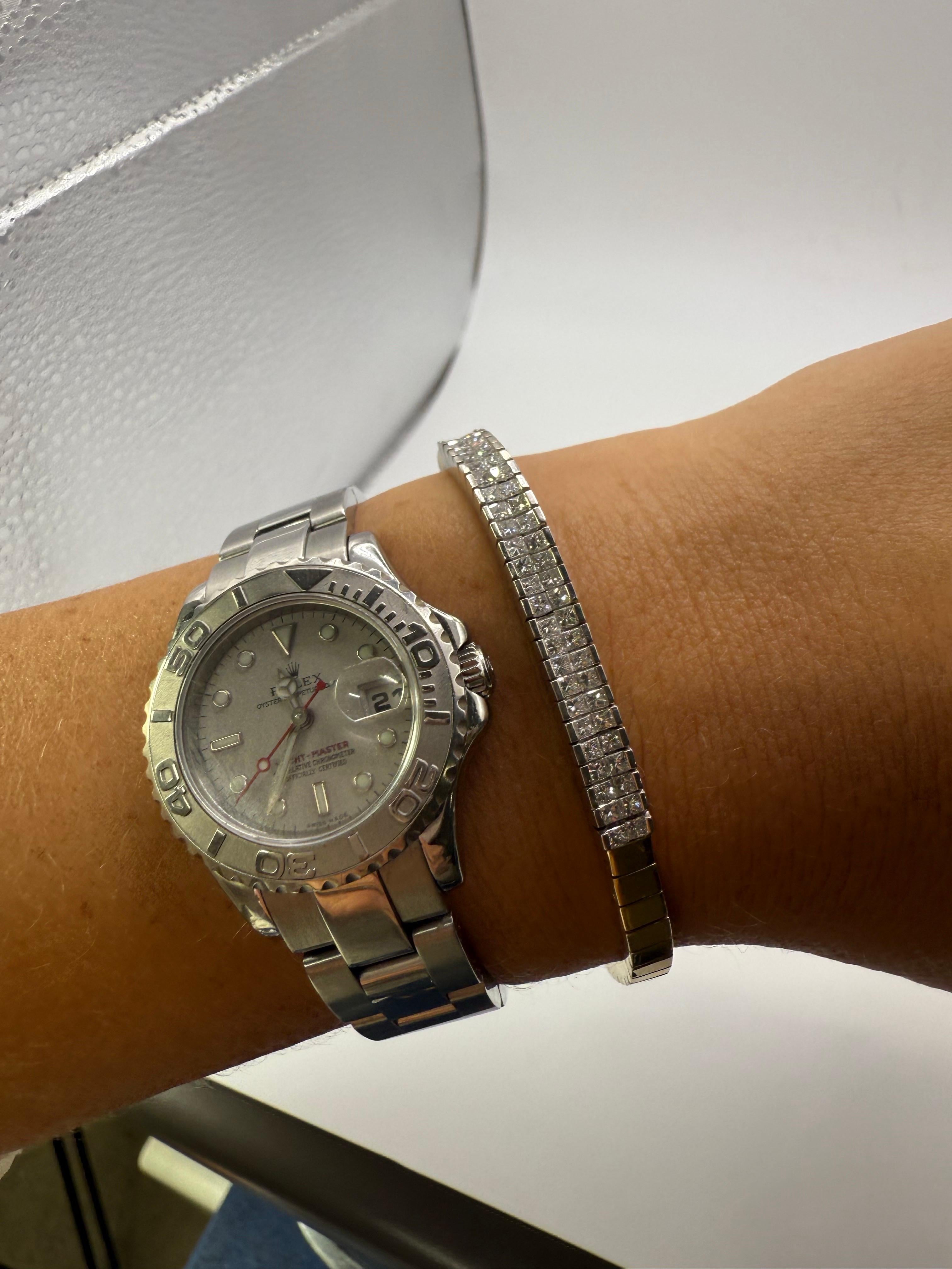 Bracelet Vintage By en or blanc et jaune 14KT avec diamants en vente 1