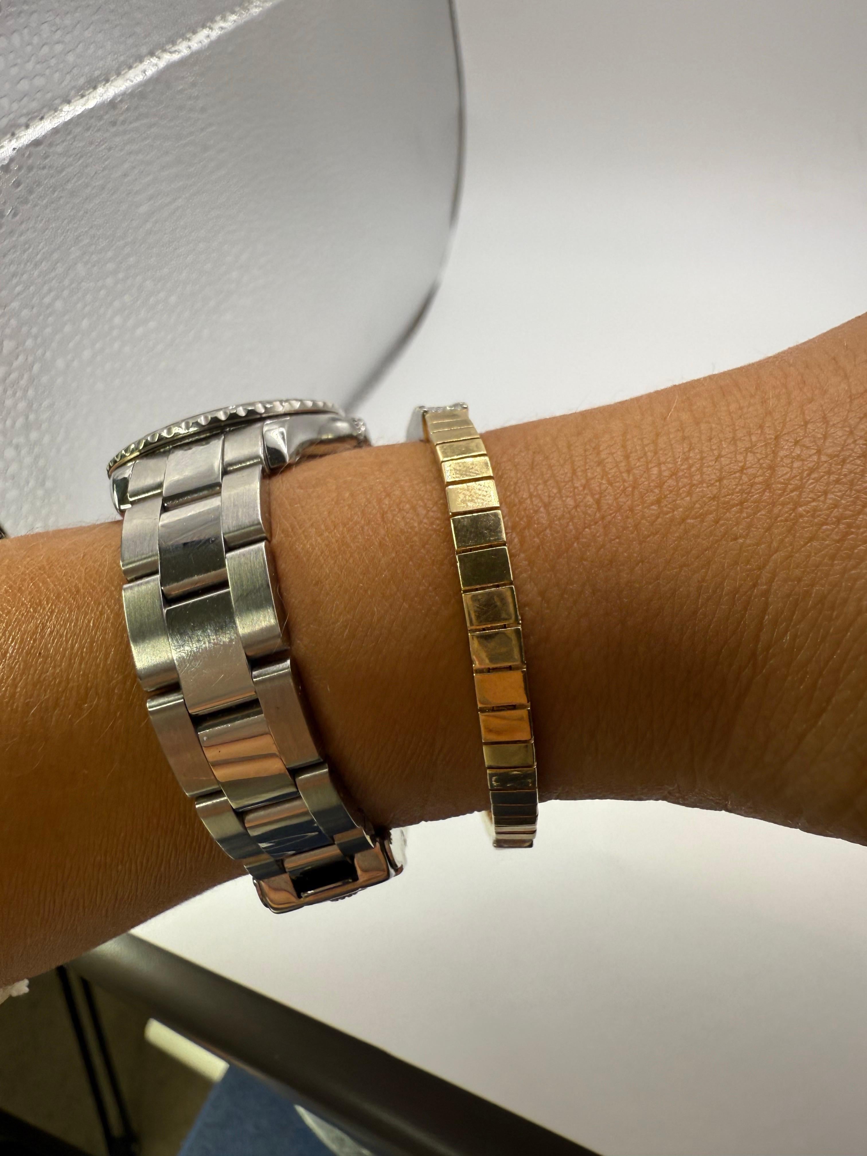Bracelet Vintage By en or blanc et jaune 14KT avec diamants en vente 2