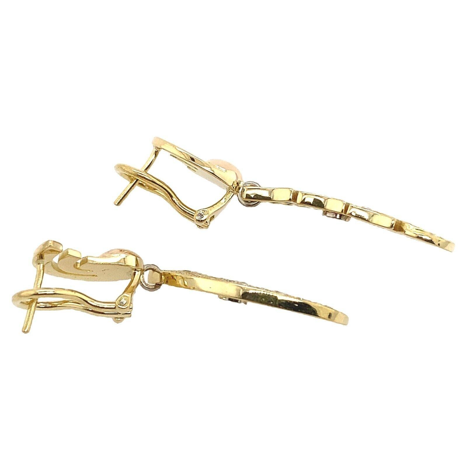 Pendientes de gota vintage de diamantes engastados con 1,0 ct de diamantes en oro amarillo de 18 ct Corte redondo en venta