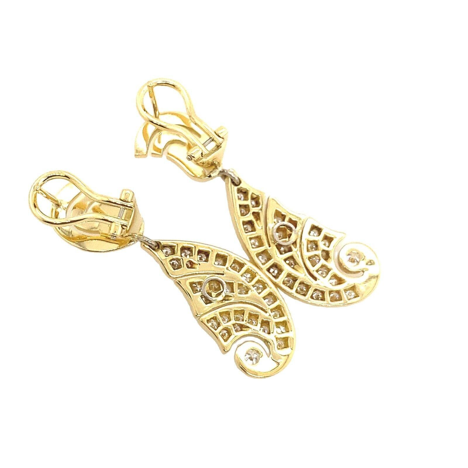 Pendientes de gota vintage de diamantes engastados con 1,0 ct de diamantes en oro amarillo de 18 ct en Excelente estado para la venta en London, GB
