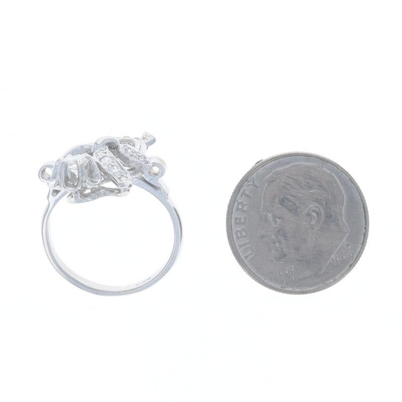 Anello a grappolo con diamante vintage a nastro floreale - 950 Brilliante rotondo 0,40 ct. in vendita 1