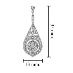 Orecchini a goccia in oro bianco con diamante di ispirazione vintage in stile Art Deco