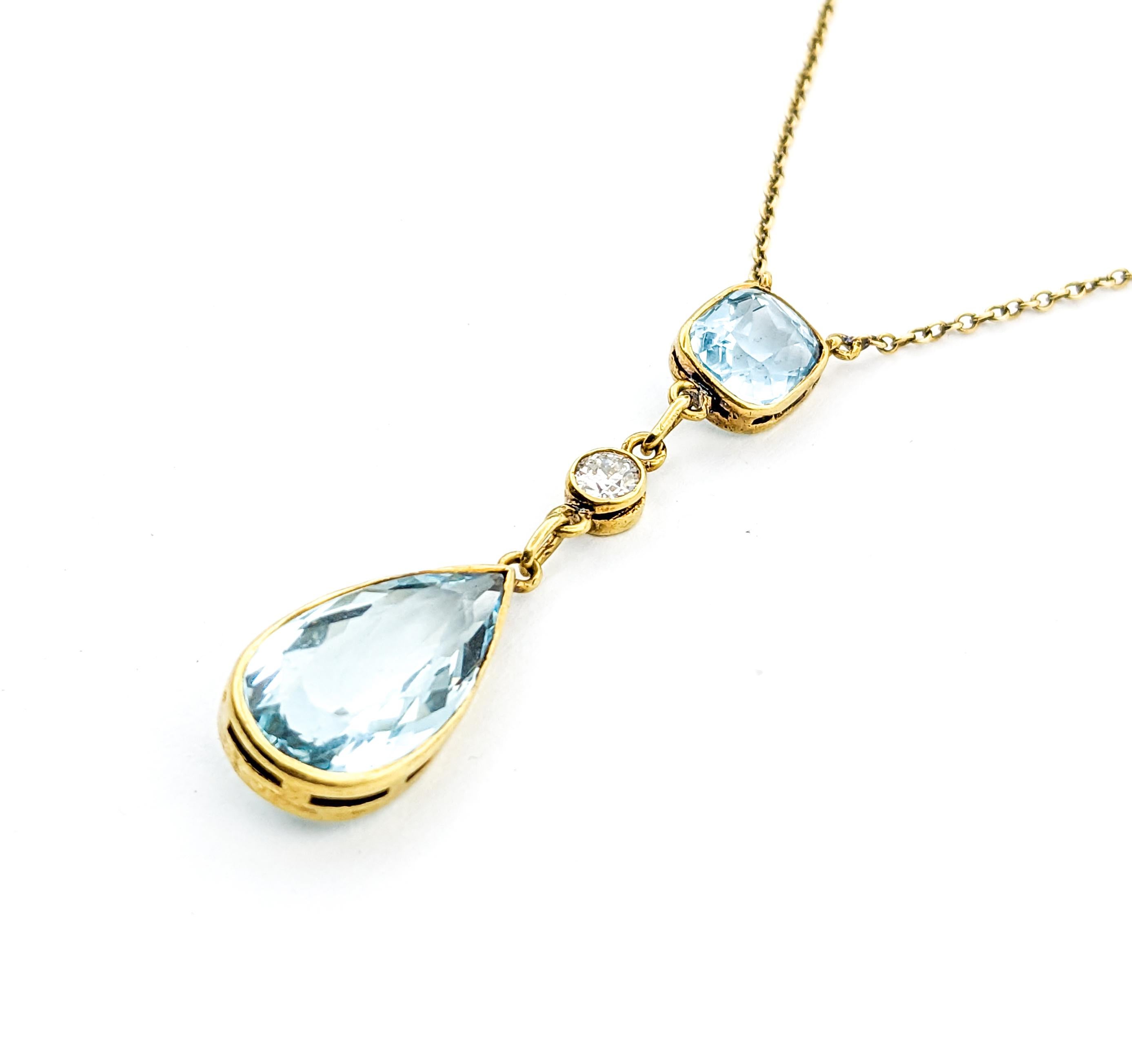 Women's Diamond Vintage Mid Century Necklace in Yellow Gold For Sale