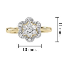 Diamond Vintage Style Floral Cluster Engagement Ring in Two Tone Gold