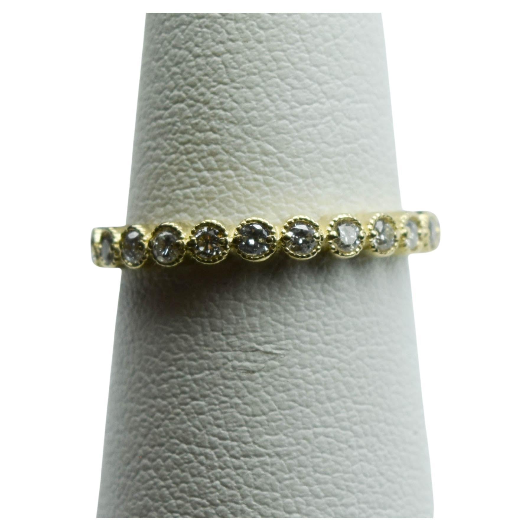 Diamant Vintage weding Band 14KT Gold 12 Diamanten Ring handgefertigt im Angebot
