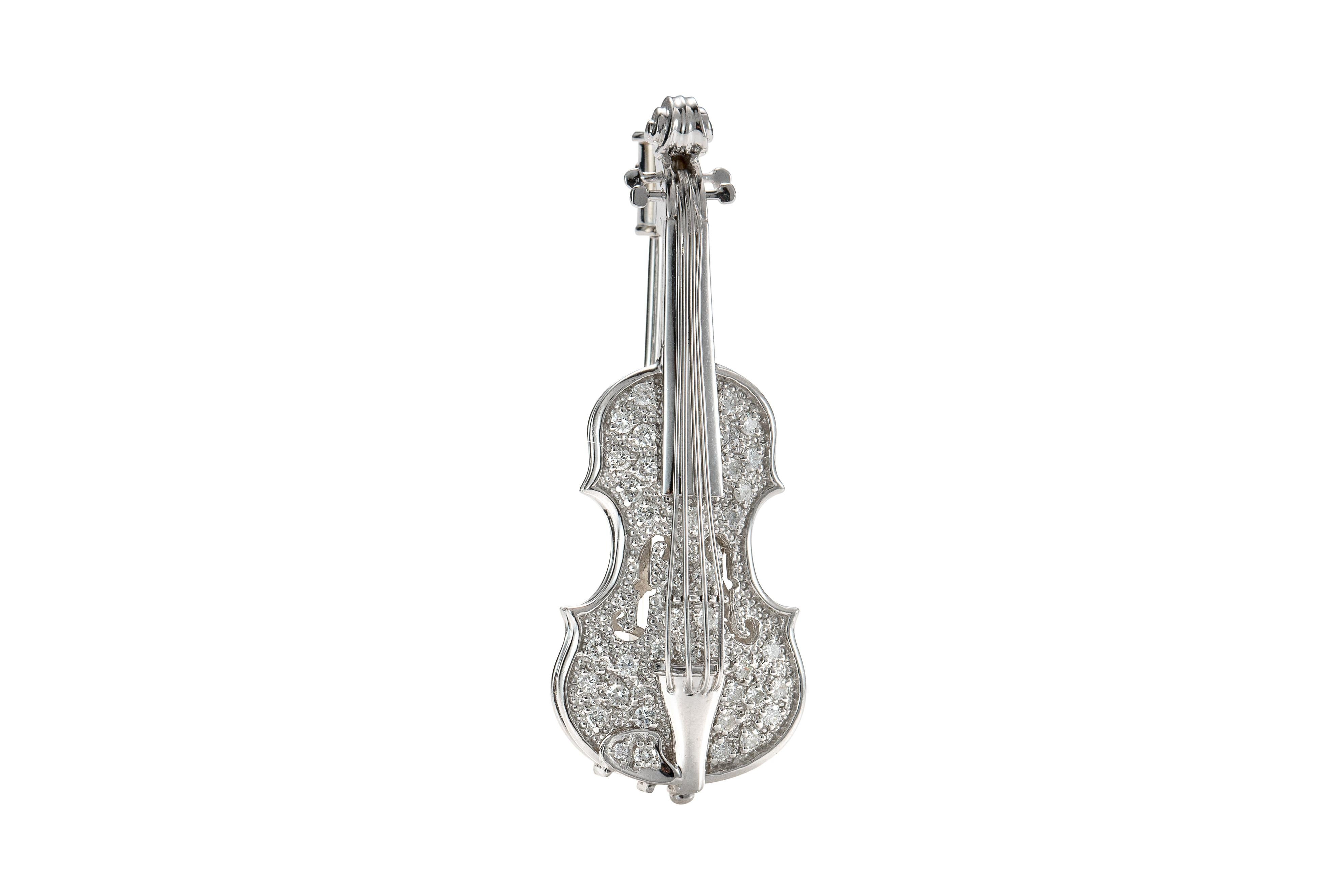 Diamant-Violinnadel aus 18 Karat Gold (Moderne) im Angebot