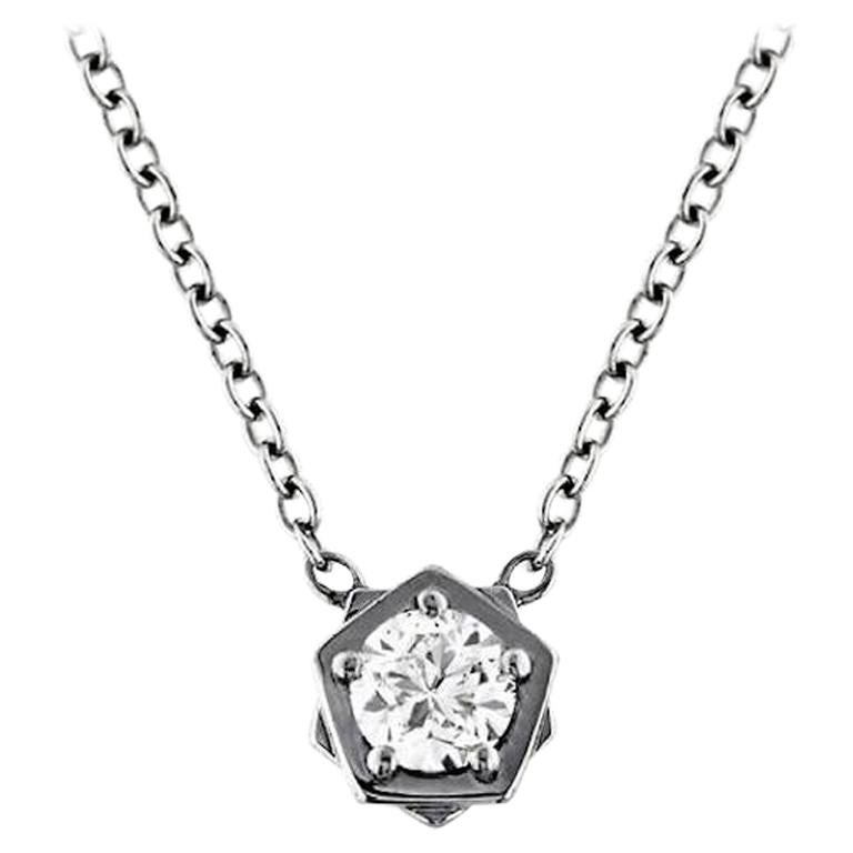 0.27 Carat Diamond set in 18Kt White Gold Leonardo Vitruvian Pendant Necklace