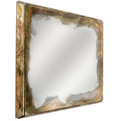 Diamond Wall Mirror Handmade Silvering Hammered Edge Sabrina Landini