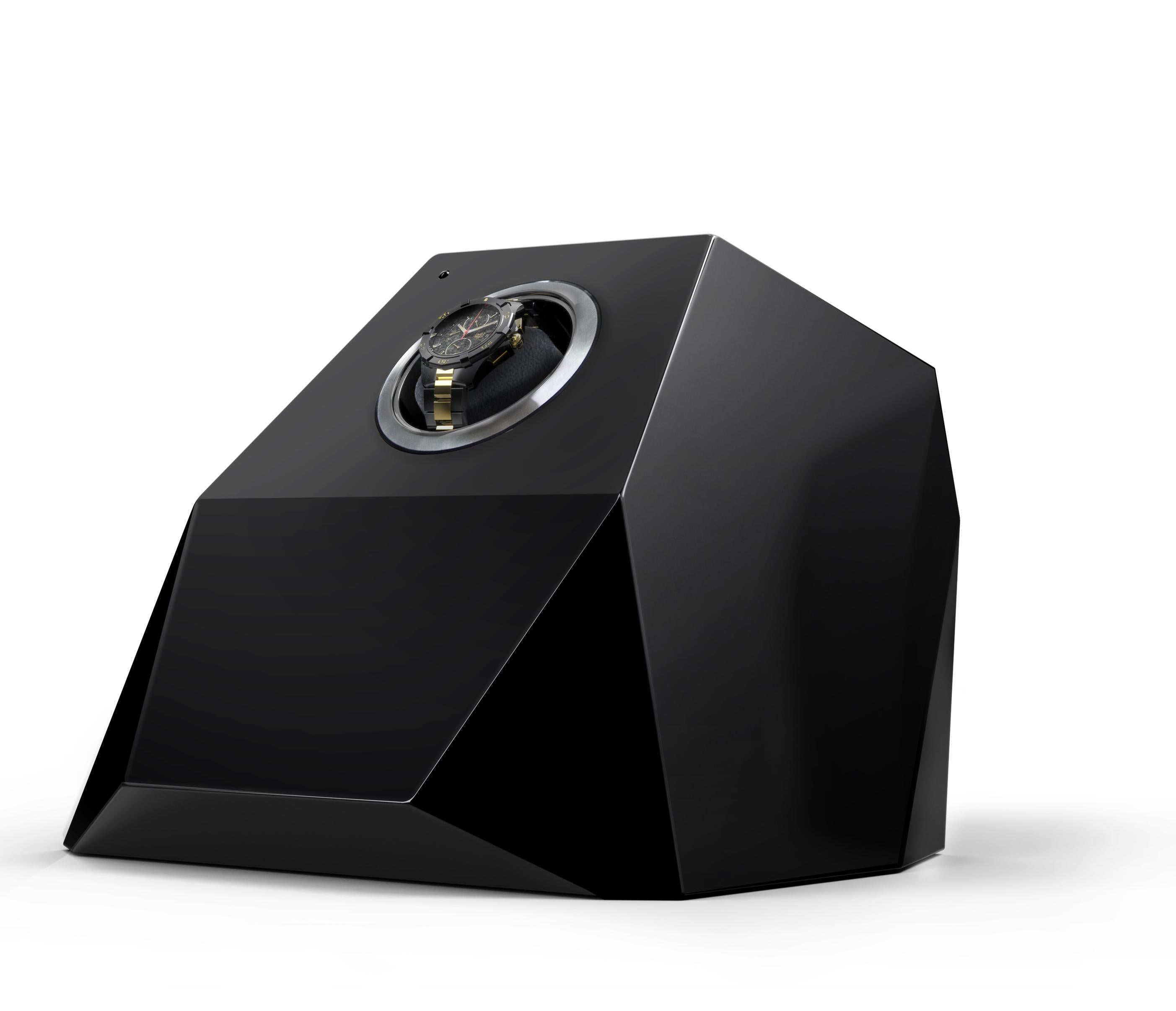 Modern Diamond Watch Winder Black and Gold Version For Sale