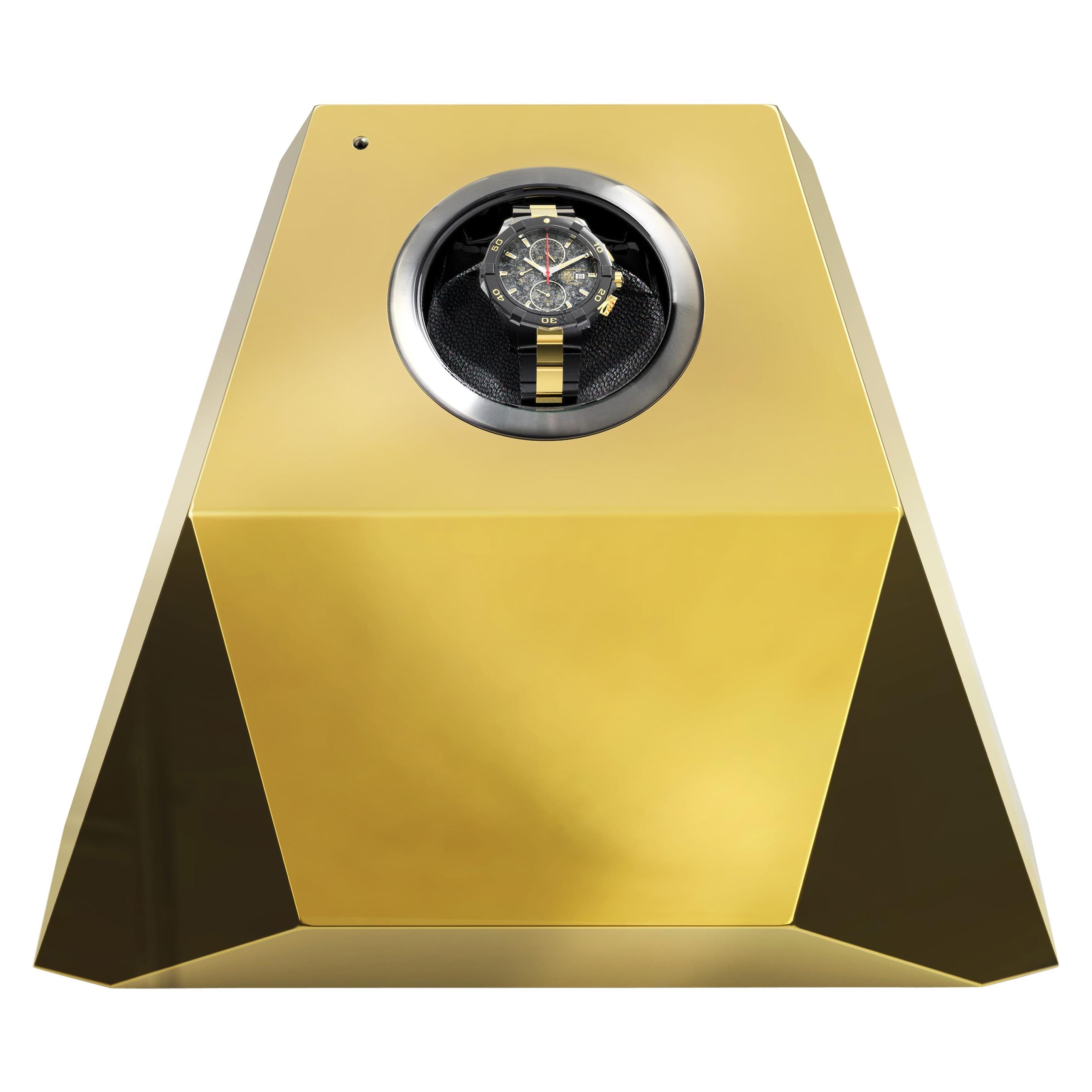 Diamond Watch Winder with Gold Leaf Finish For Sale