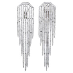 Diamond Waterfall Chandelier Earrings Made In 14k White Gold