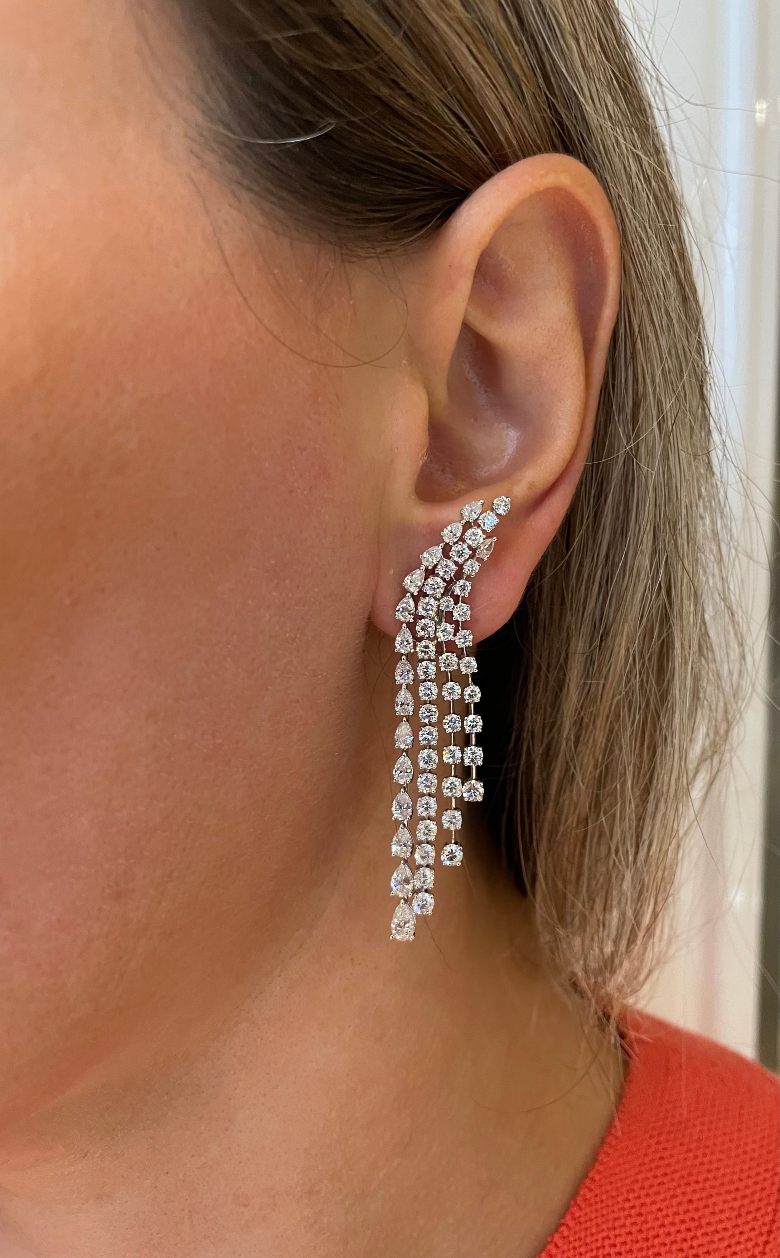 Women's Diamond Waterfall Dangle Earrings For Sale