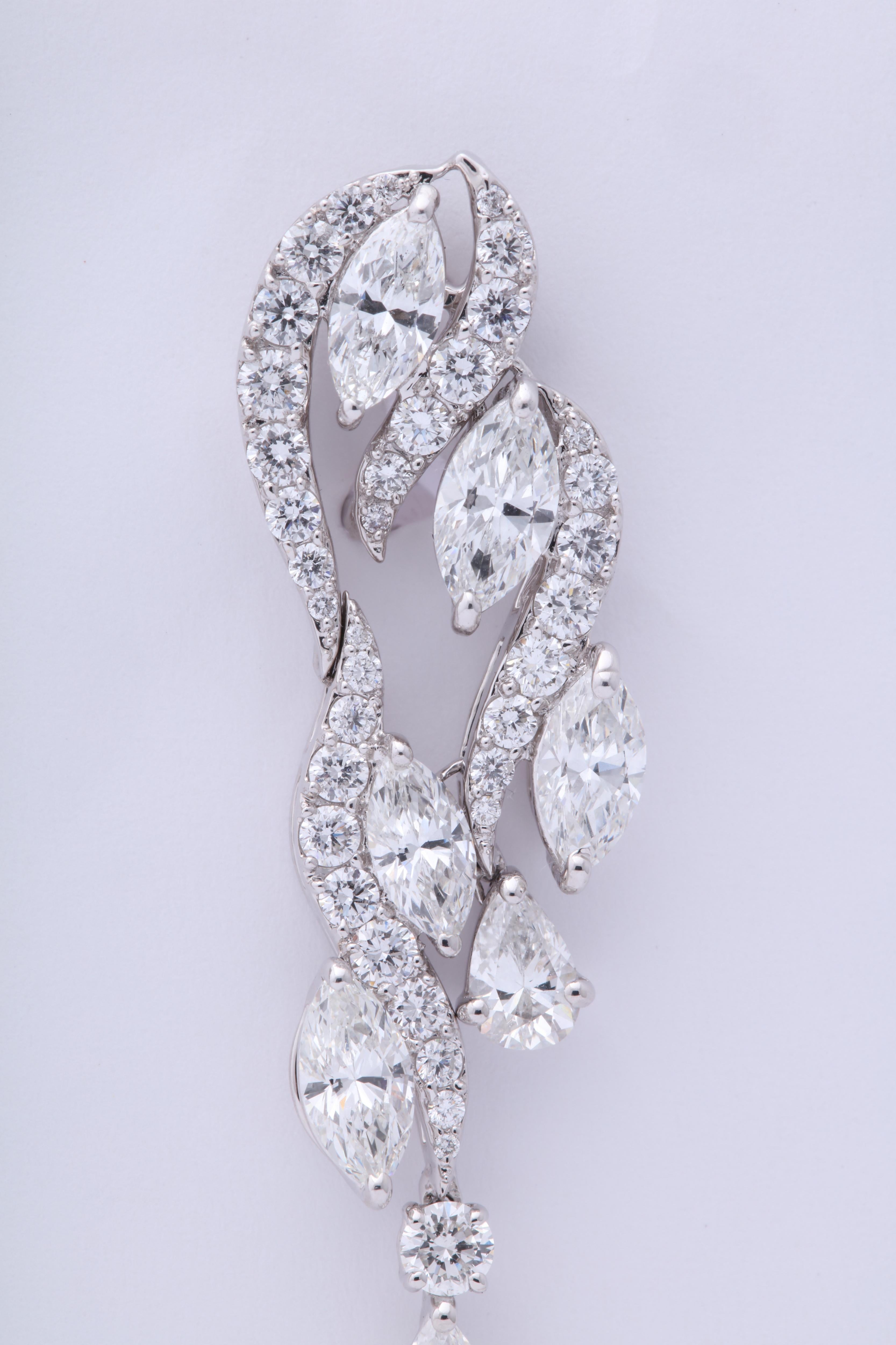 Diamond Waterfall Earrings In New Condition In New York, NY