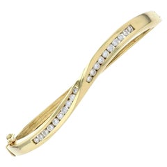 Diamant Wave Armreif, 18k Gelbgold runder Brillant 1,05ctw