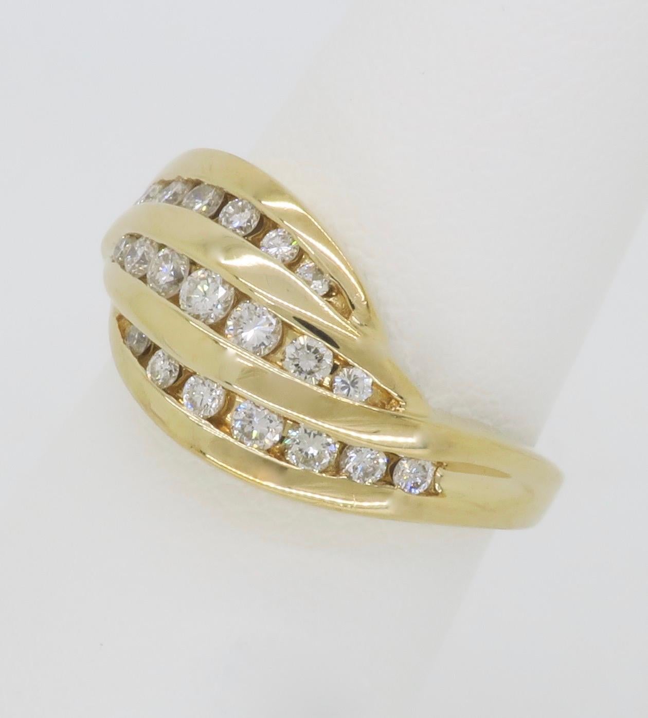 Diamond Wave Cocktail Ring  In New Condition For Sale In Webster, NY
