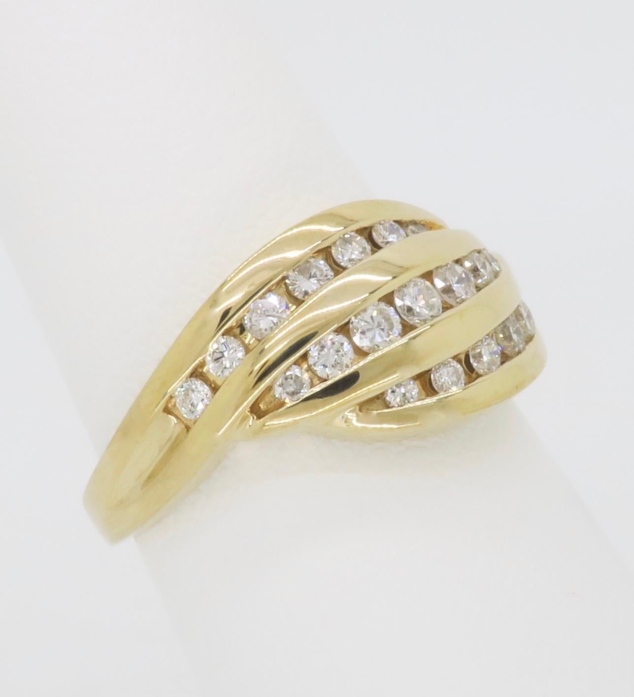 Women's or Men's Diamond Wave Cocktail Ring  For Sale