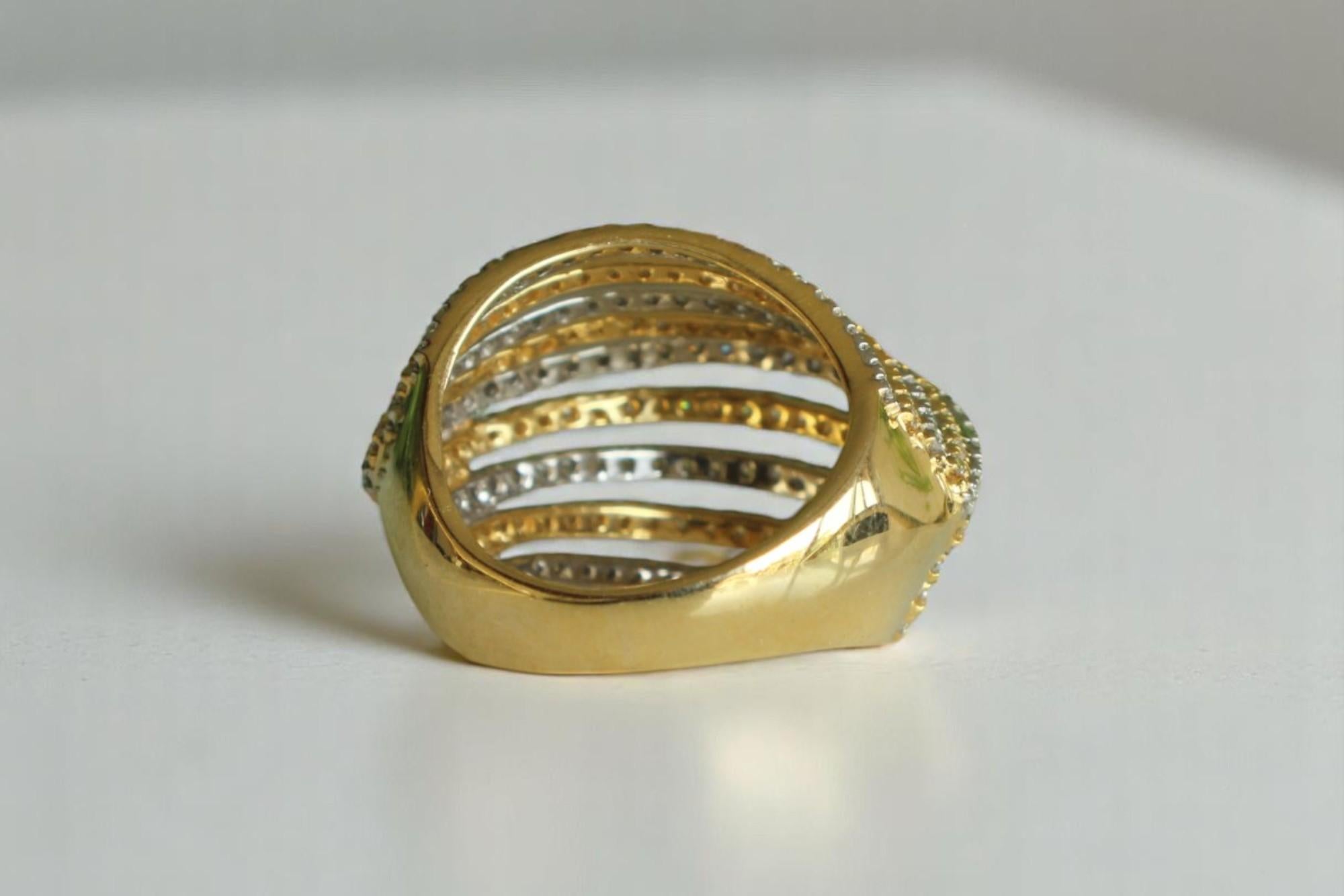 Bague jonc Wave Lines en or massif 14 carats avec diamants (certifiée) en vente 2
