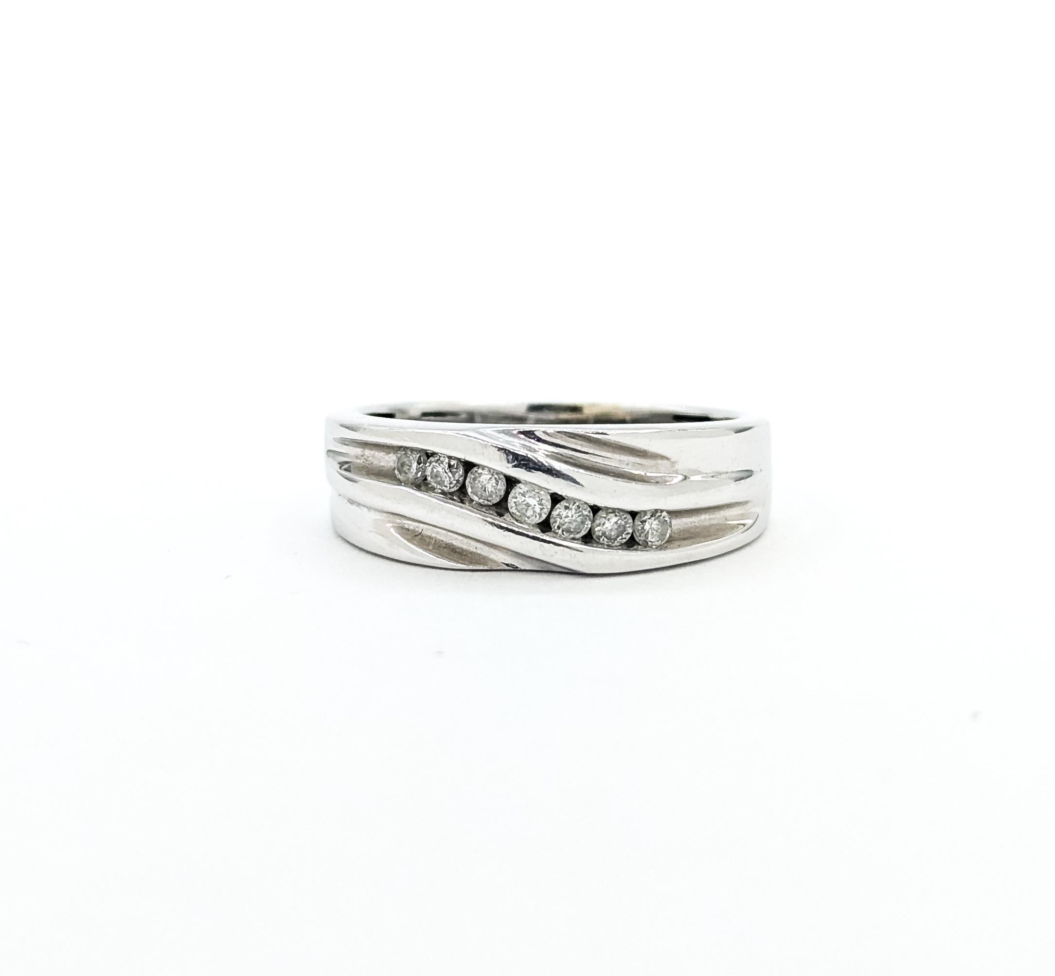 Anello Wave con diamante in oro bianco 10 carati in vendita 4