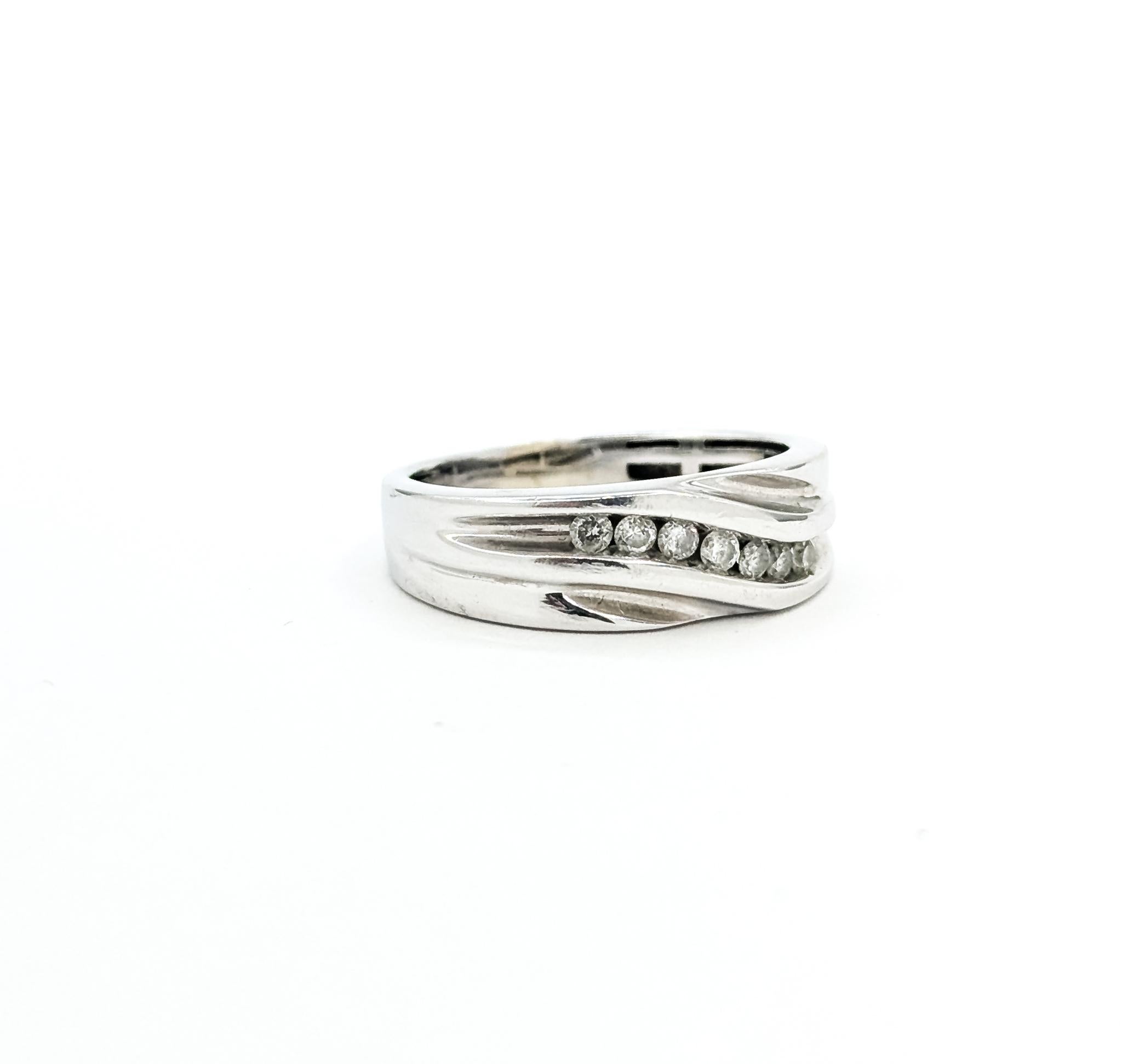 Anello Wave con diamante in oro bianco 10 carati in vendita 9