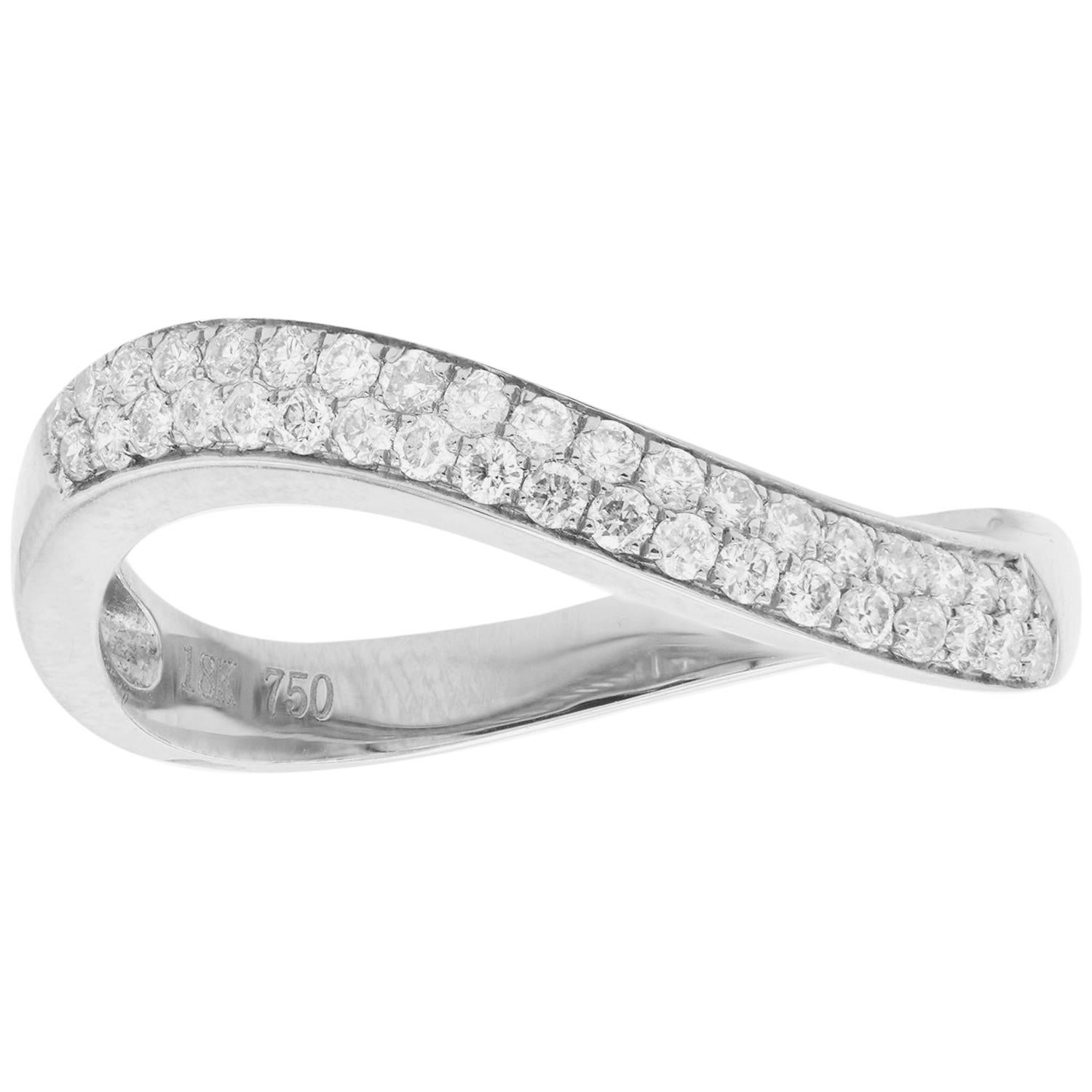 Diamond Wave Ring White Gold For Sale