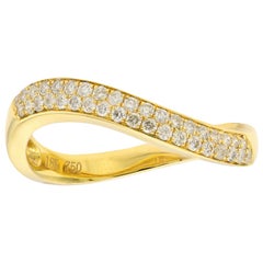 Diamond Wave Ring Yellow Gold