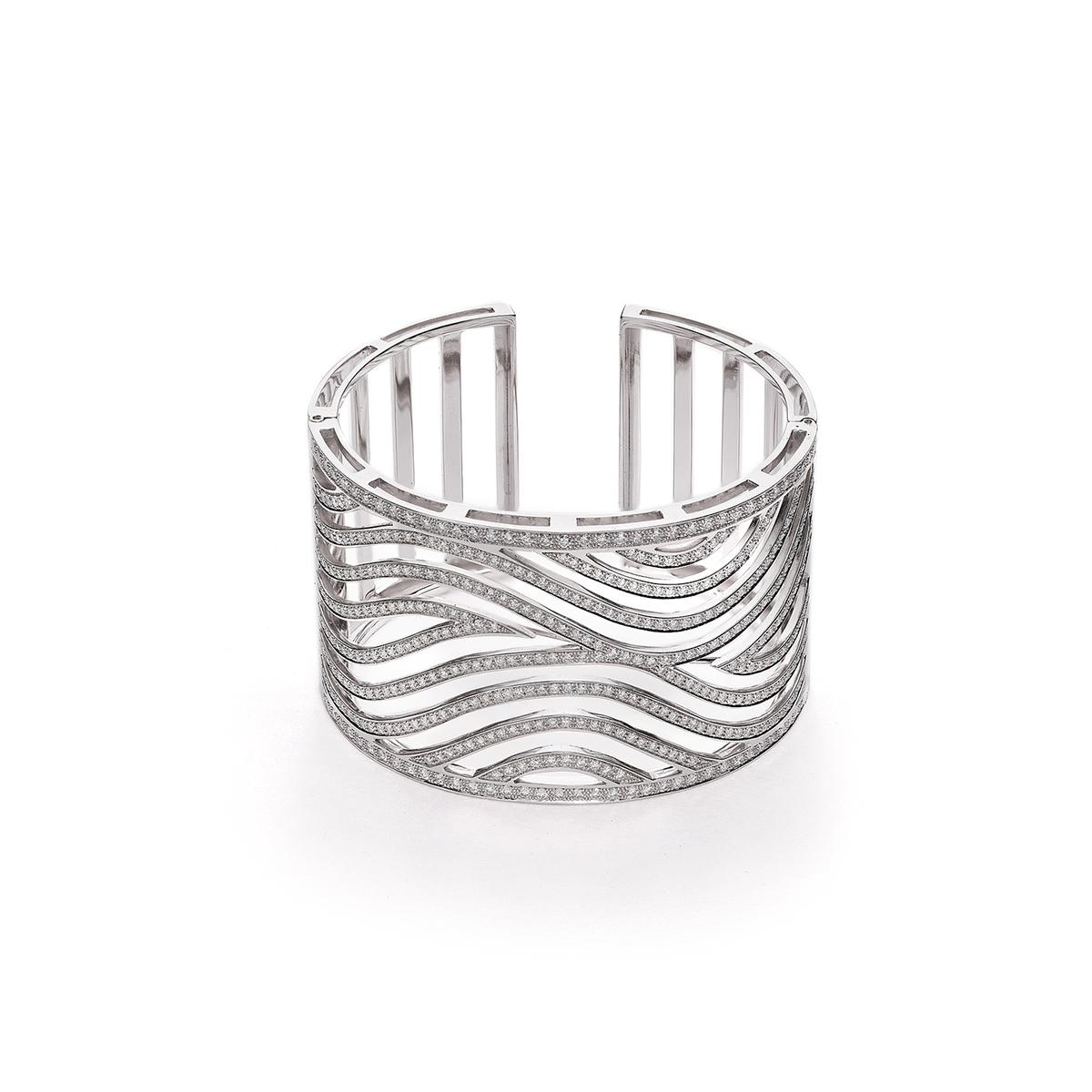 Contemporary Diamond Waves Bracelet For Sale