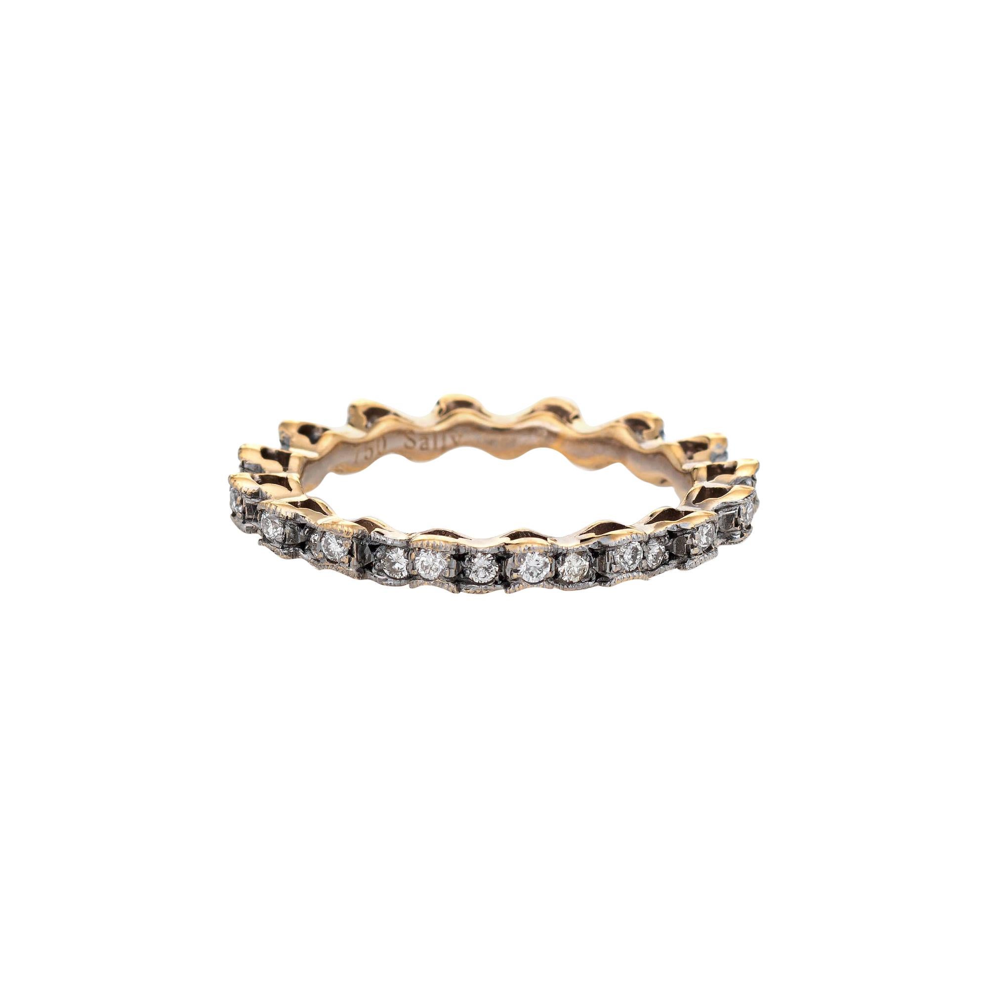 Diamond Wavy Eternity Ring 18k Yellow Gold Undulating Stacking Band