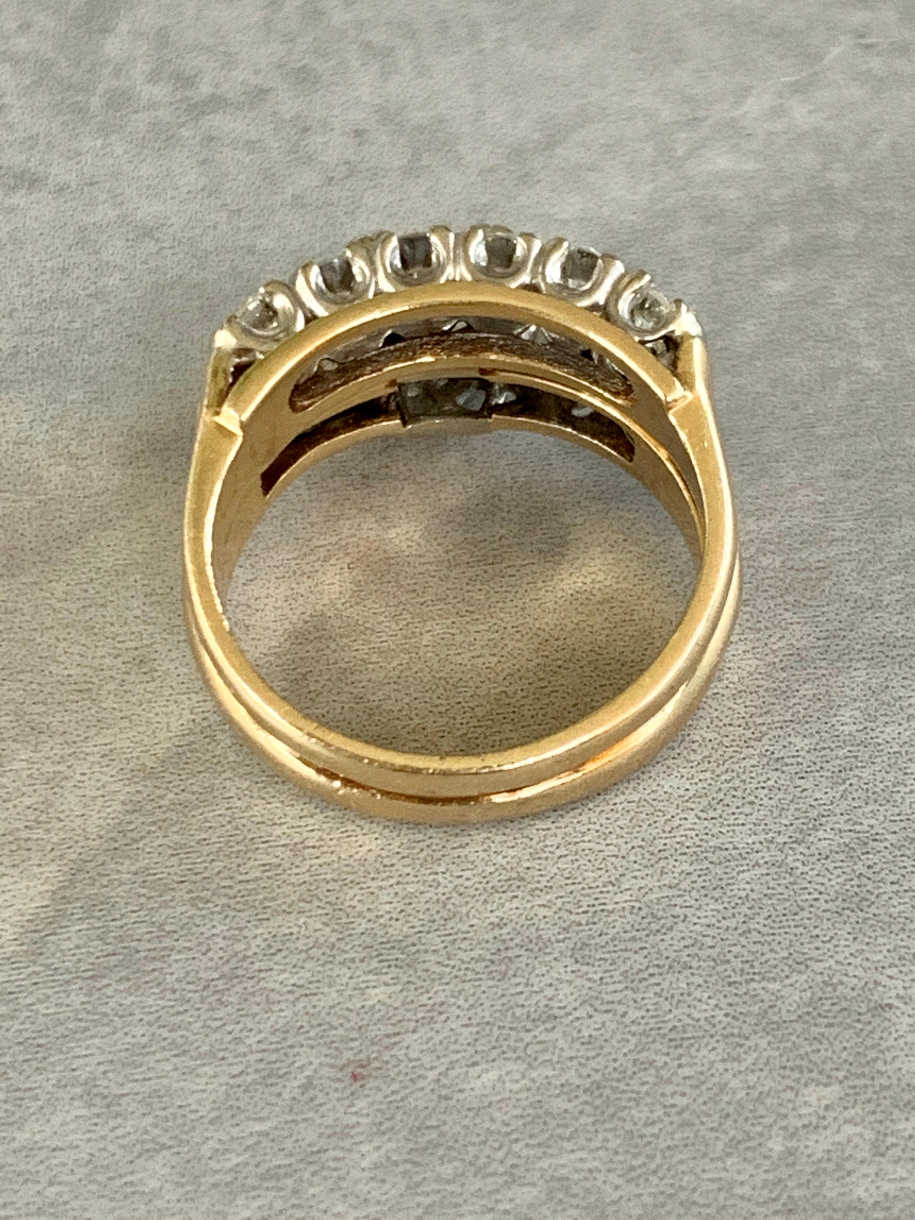 Diamond Wedding and Engagement 14 Karat Yellow Gold Bridal Set In Good Condition In St. Louis Park, MN
