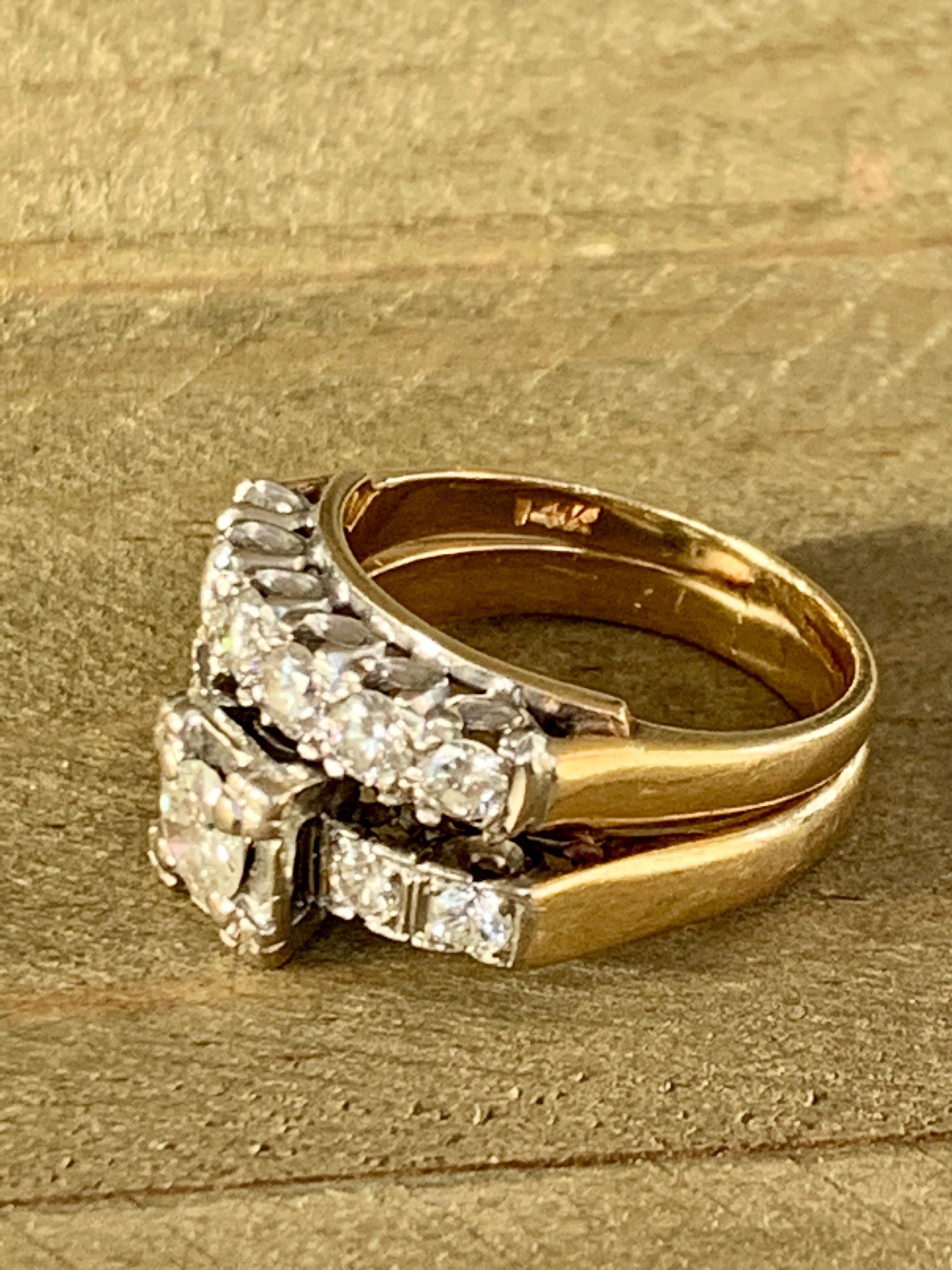 Diamond Wedding and Engagement 14 Karat Yellow Gold Bridal Set 1