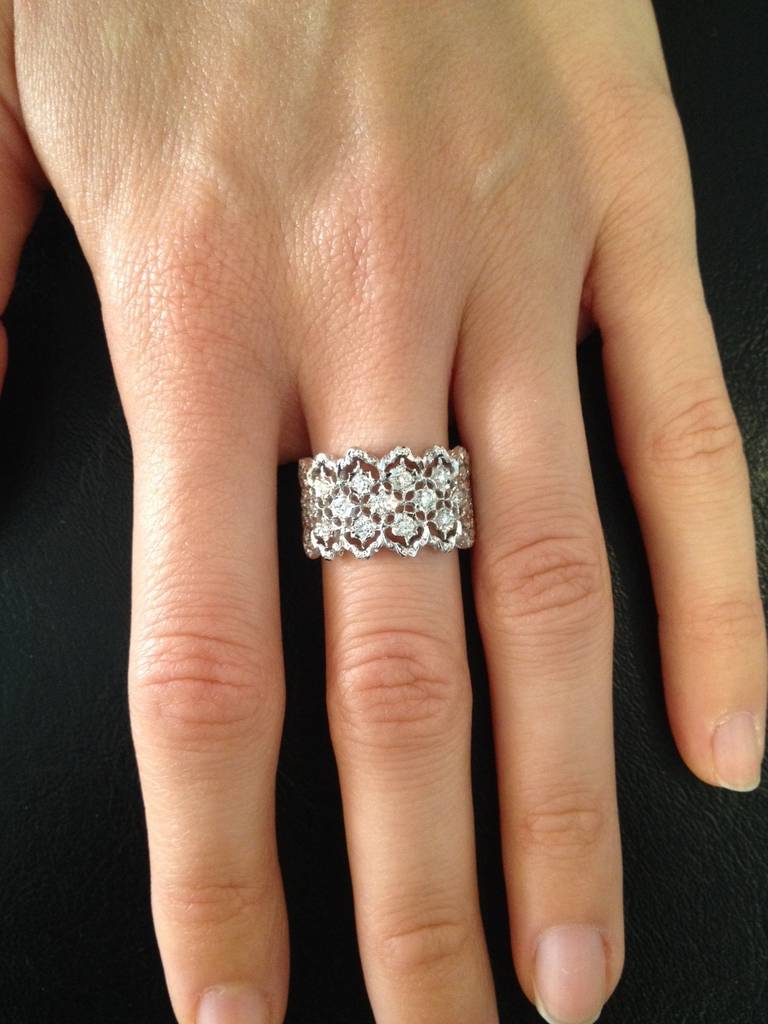 Renaissance Diamond Wedding Band 0.34 Carat White Gold Ring For Sale