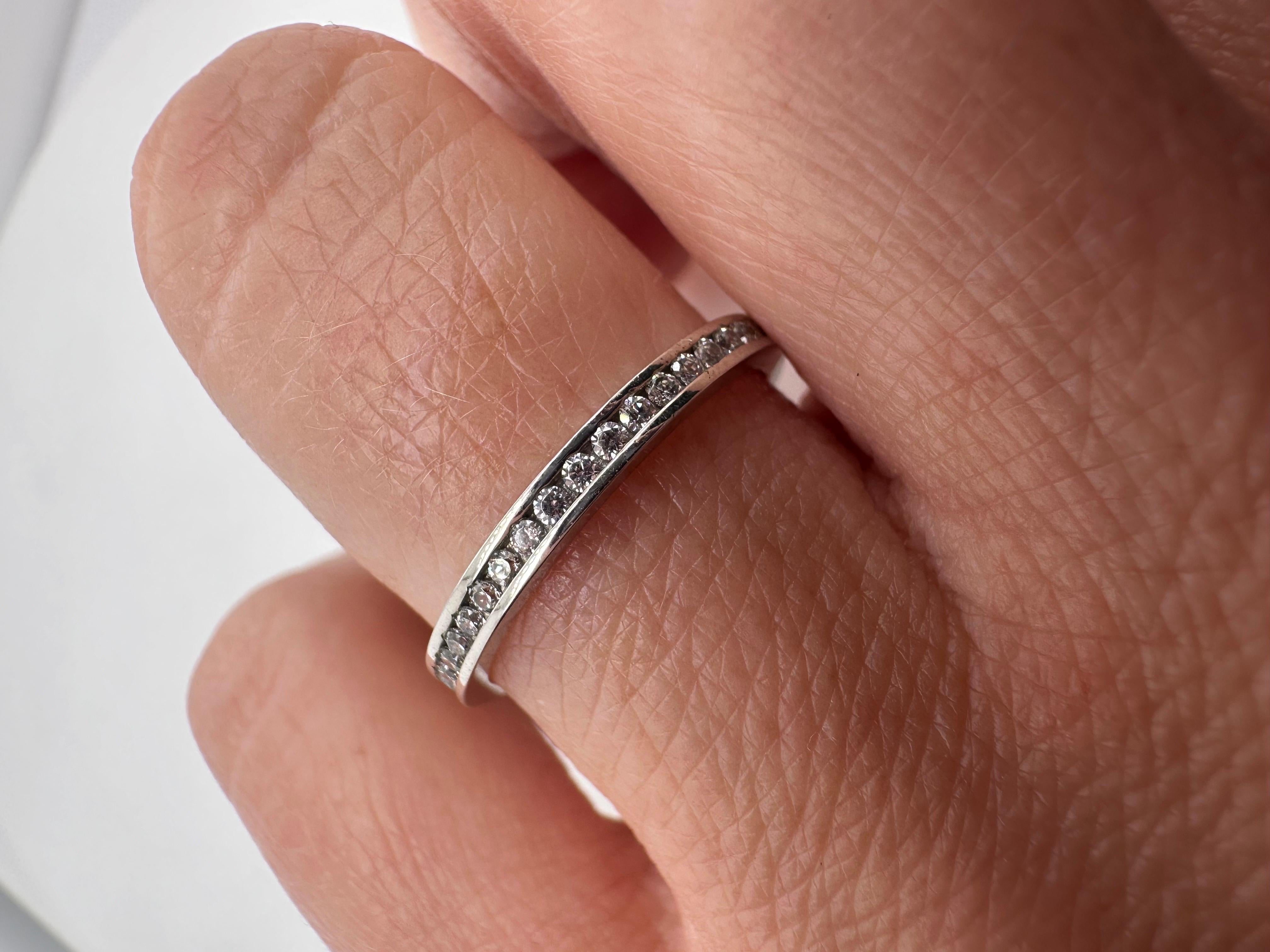 Women's or Men's Diamond wedding band 10KT white gold marriage ring stacking ring size 7.5 For Sale