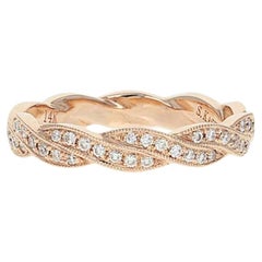 Diamond Wedding Band, 14 Karat Rose Gold Anniversary Ring Round Cut .20 Carat