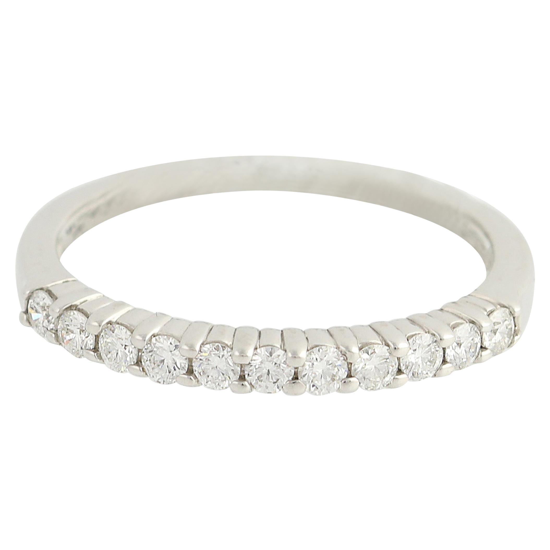 Diamond Wedding Band, 14 Karat White Gold Anniversary Ring Stackable