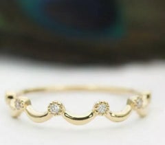 Diamond Wedding Band 14k Gold Curved Band Wedding Anniversary Gift Diamond Gift.