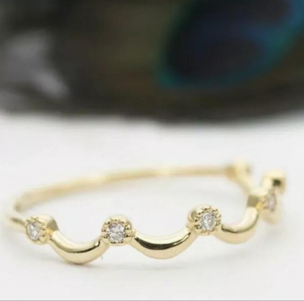 Art Deco Diamond Wedding Band 14k Gold Curved Band Wedding Anniversary Gift Diamond Gift. For Sale