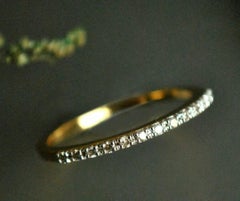 Diamond Wedding Band 14k Solid Gold Straight Stack Ring