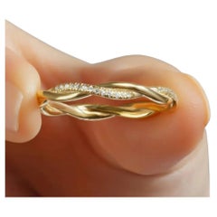 Diamond Wedding Band 14K Solid Gold Twisted Band Ring For Women Valentine Gift.