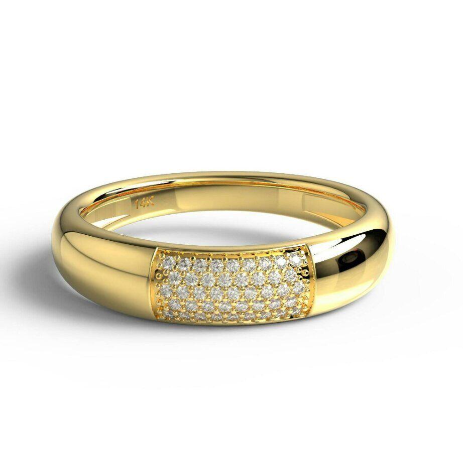 Art Deco Diamond Wedding Band 14K Solid Gold Unisex wedding Ring Valentines Gift For Sale