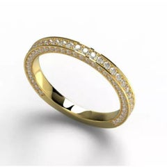 Diamond Wedding Band 14k Solid Yellow Gold Stacking Ring