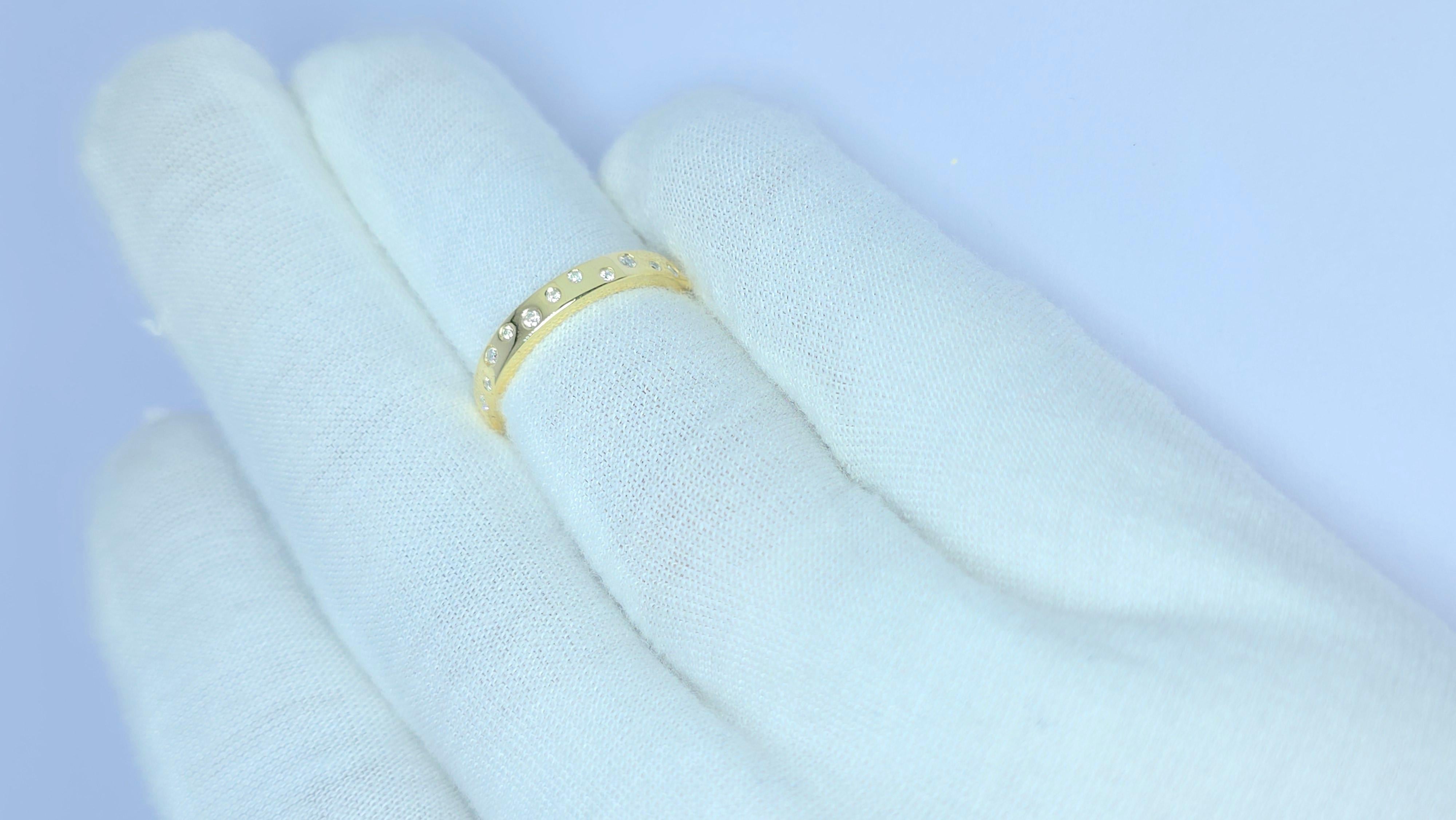 Fede nuziale con diamante Anello impilabile con diamante in oro giallo 14K in vendita 9