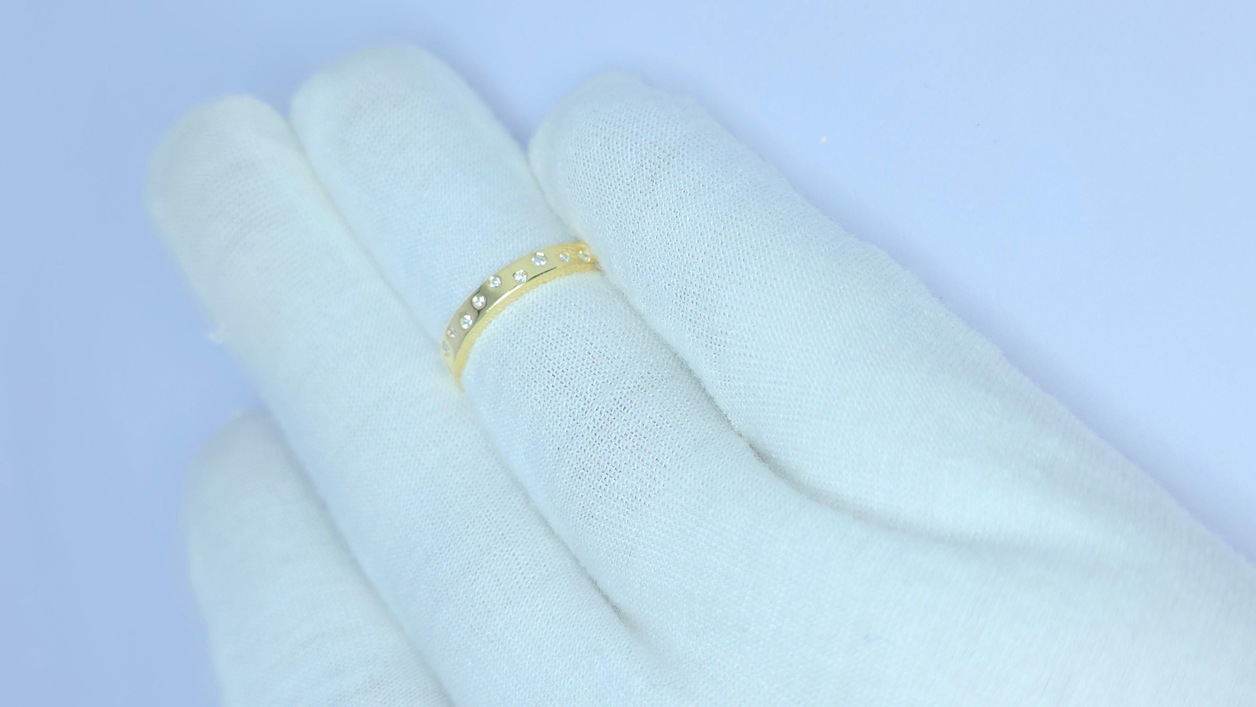 Fede nuziale con diamante Anello impilabile con diamante in oro giallo 14K in vendita 10