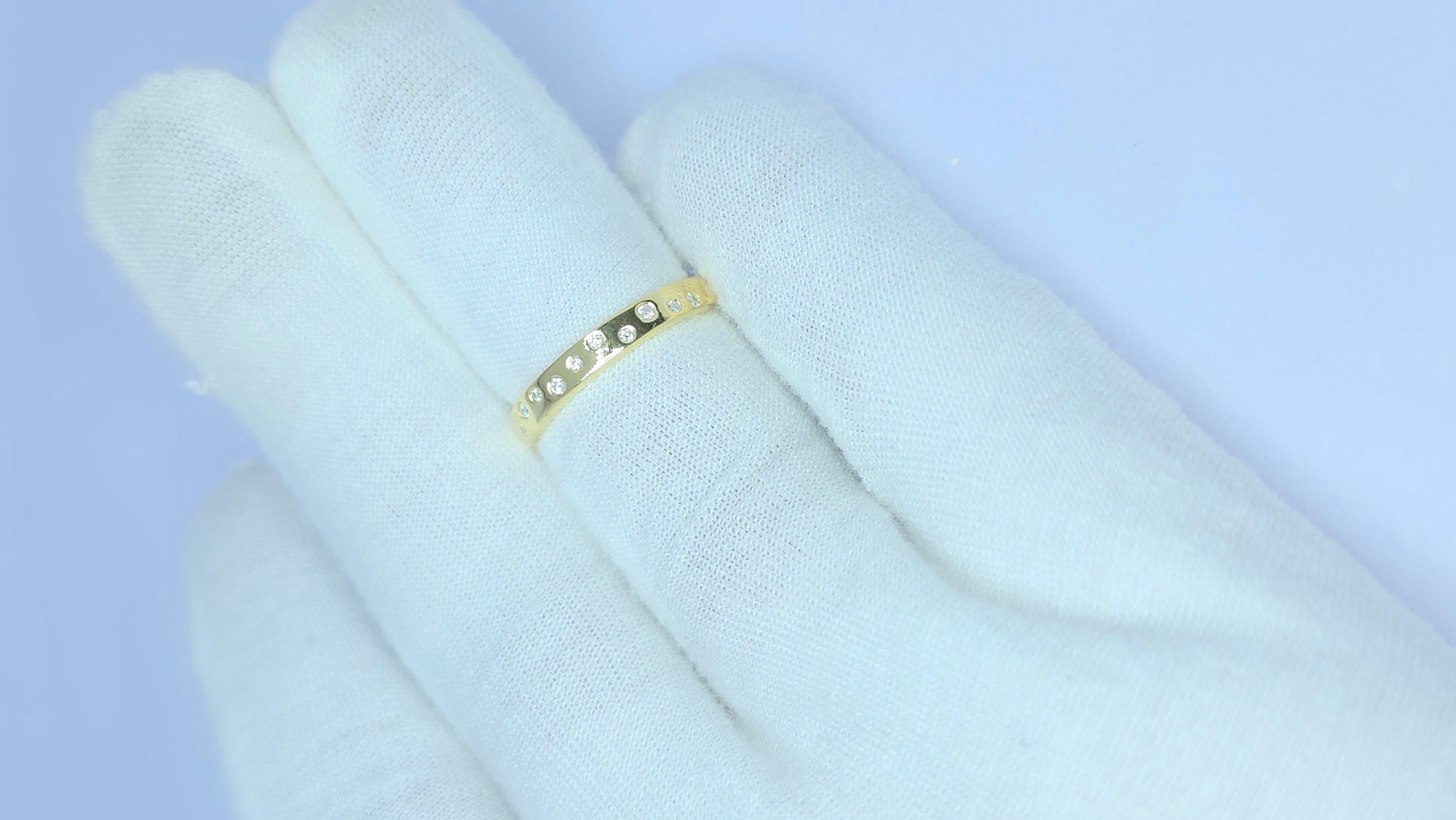 Fede nuziale con diamante Anello impilabile con diamante in oro giallo 14K in vendita 11