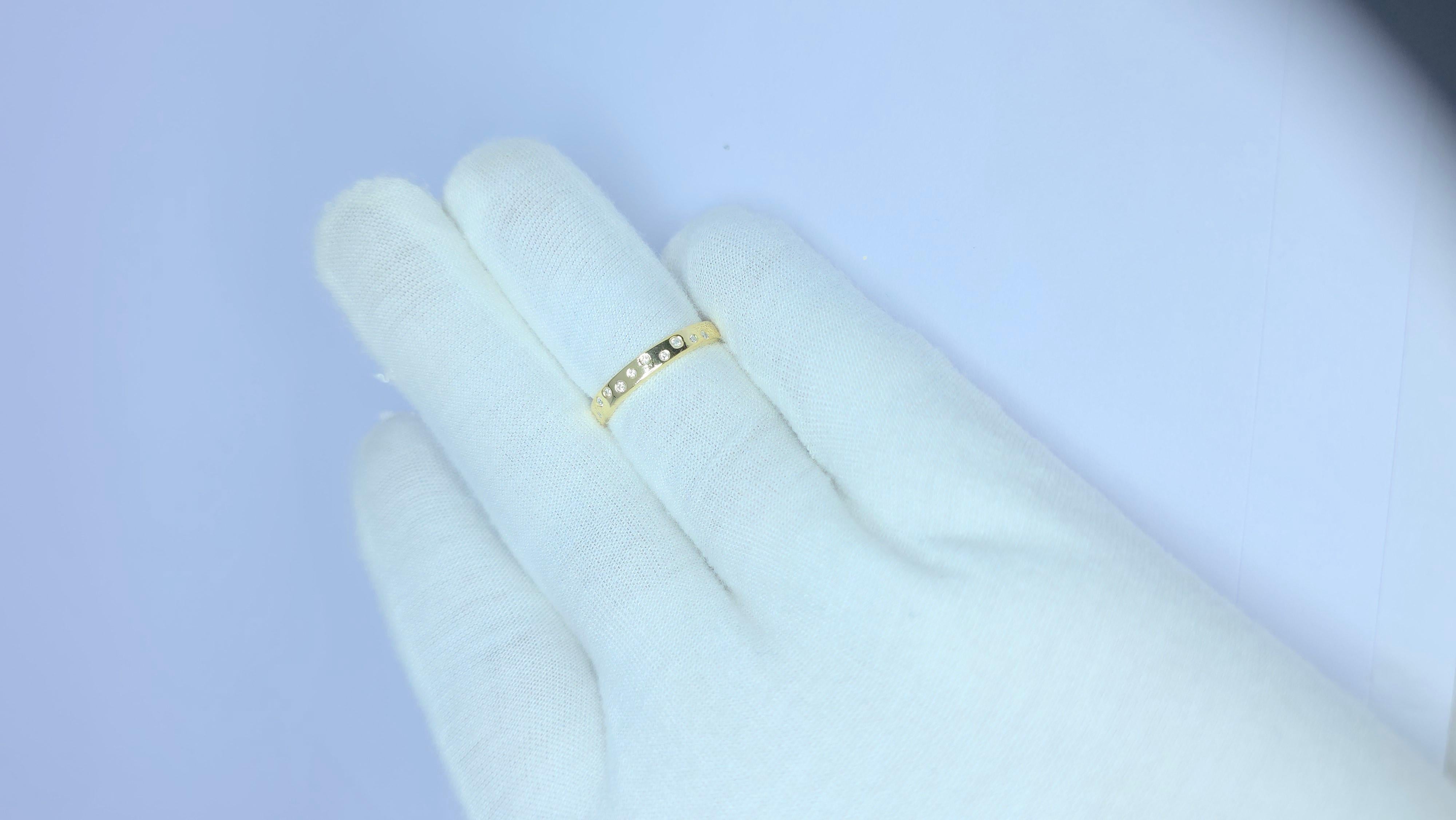 Fede nuziale con diamante Anello impilabile con diamante in oro giallo 14K in vendita 12