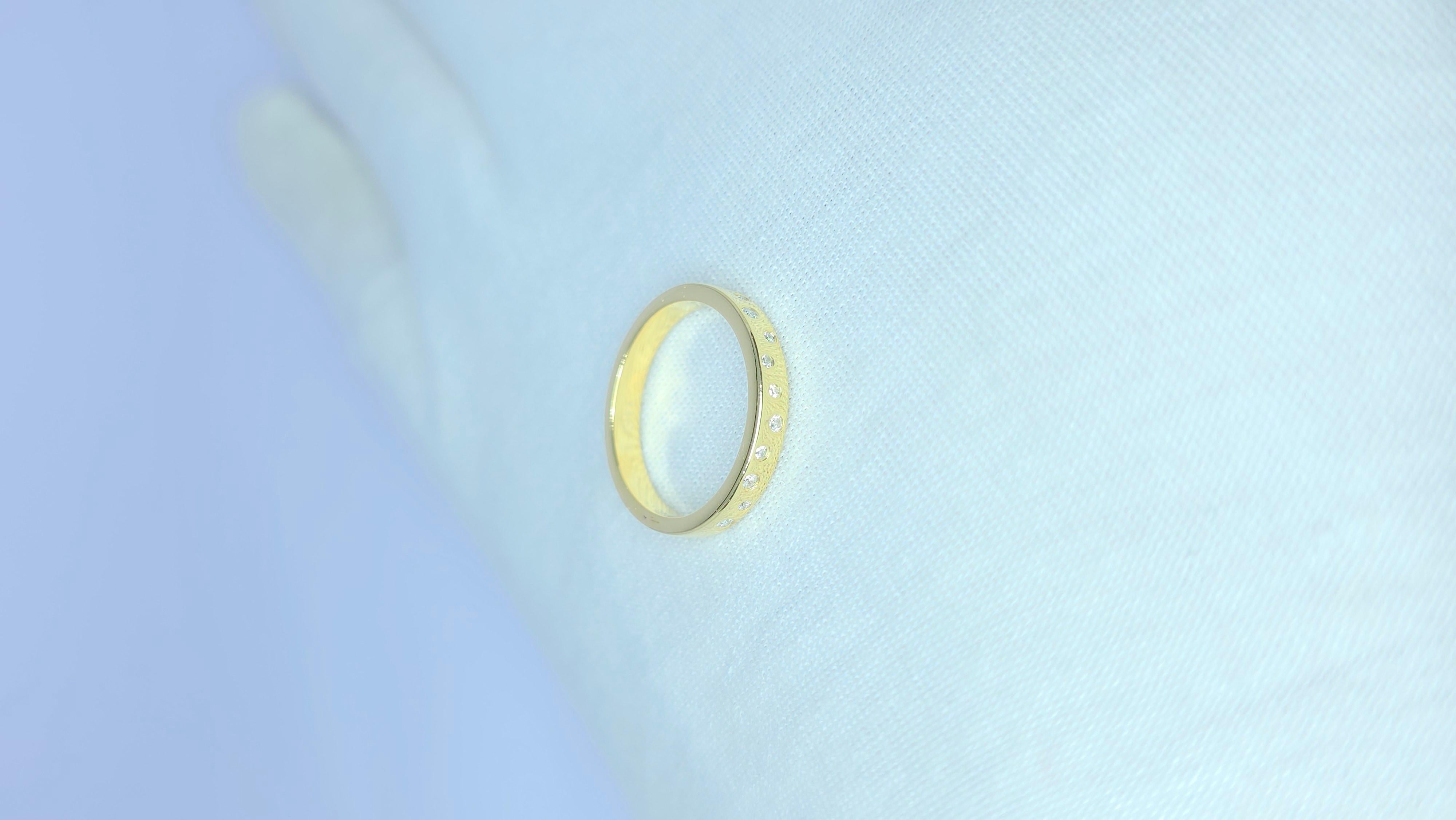 Fede nuziale con diamante Anello impilabile con diamante in oro giallo 14K in vendita 14