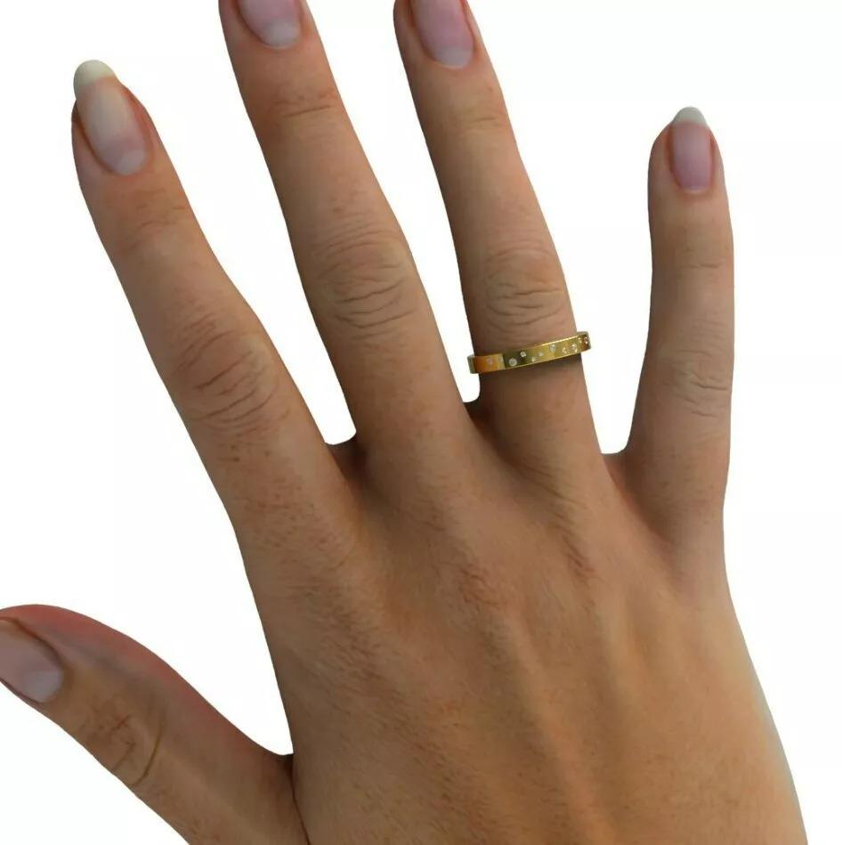 Fede nuziale con diamante Anello impilabile con diamante in oro giallo 14K In condizioni Nuovo in vendita a Chicago, IL