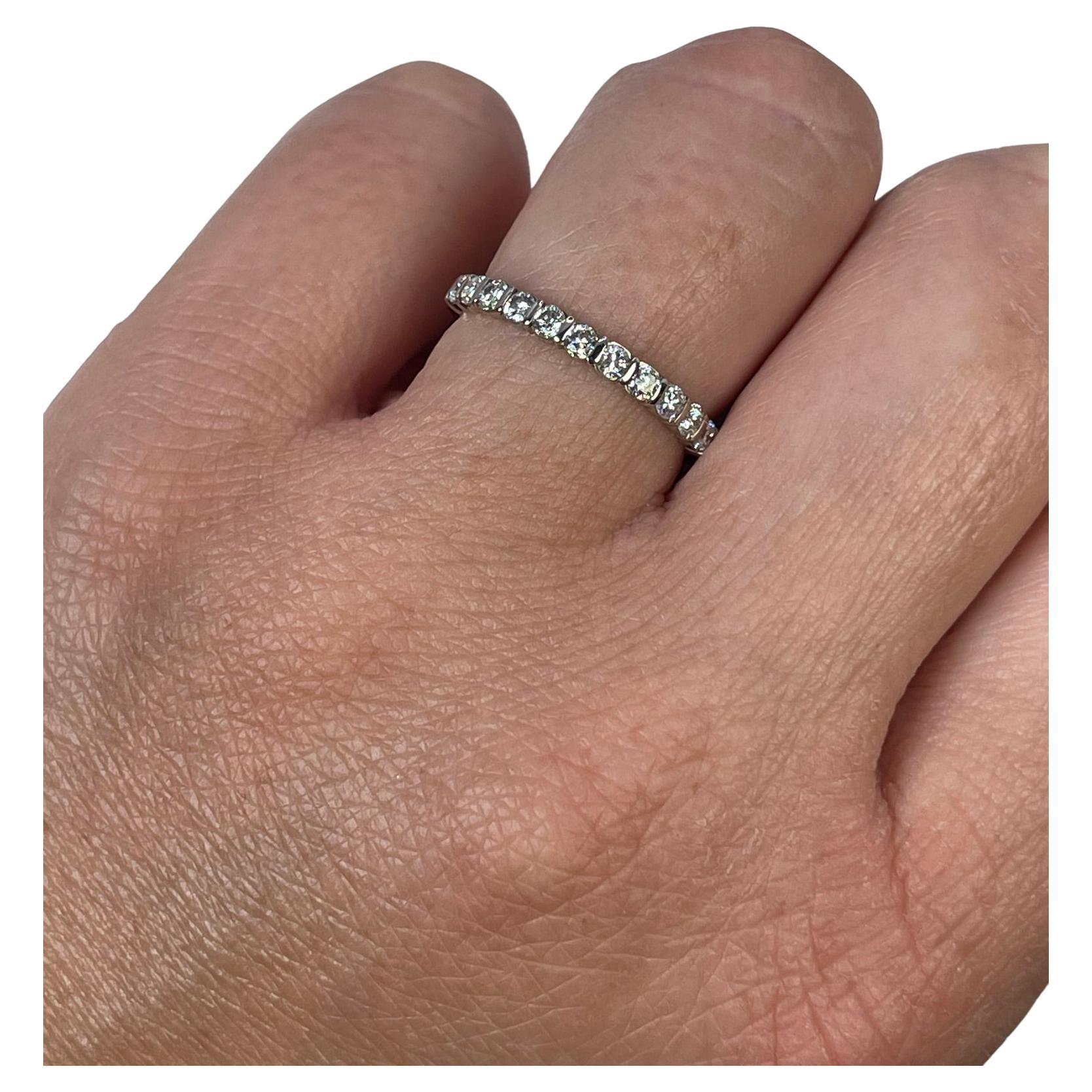 Diamond Wedding Band 14kt White Gold 0.44ct Simple Hald Way Diamond Ring For Sale
