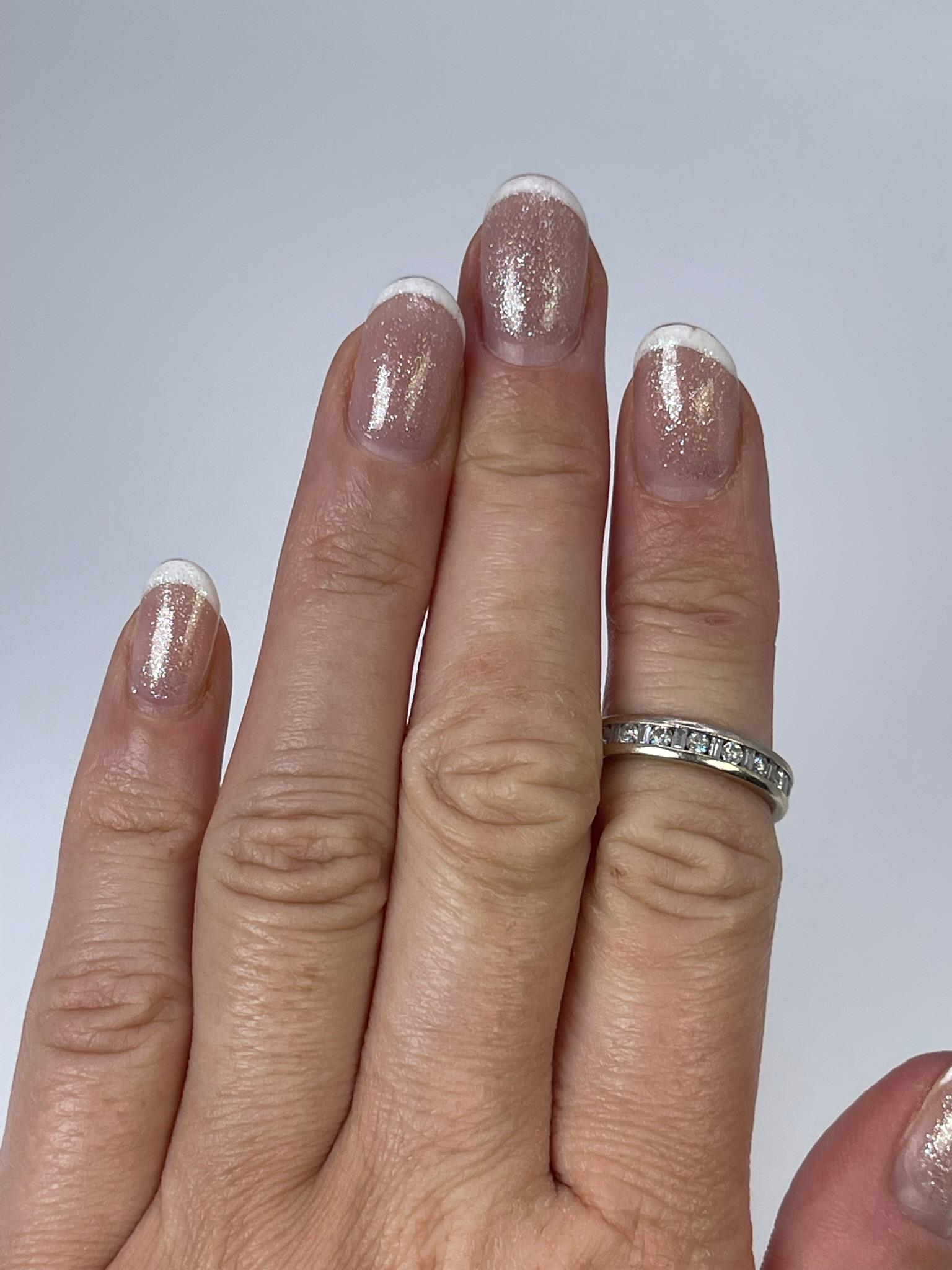 Women's Diamond Wedding Band 14KT White Gold 0.46ct Simple Half Way Diamond Ring For Sale