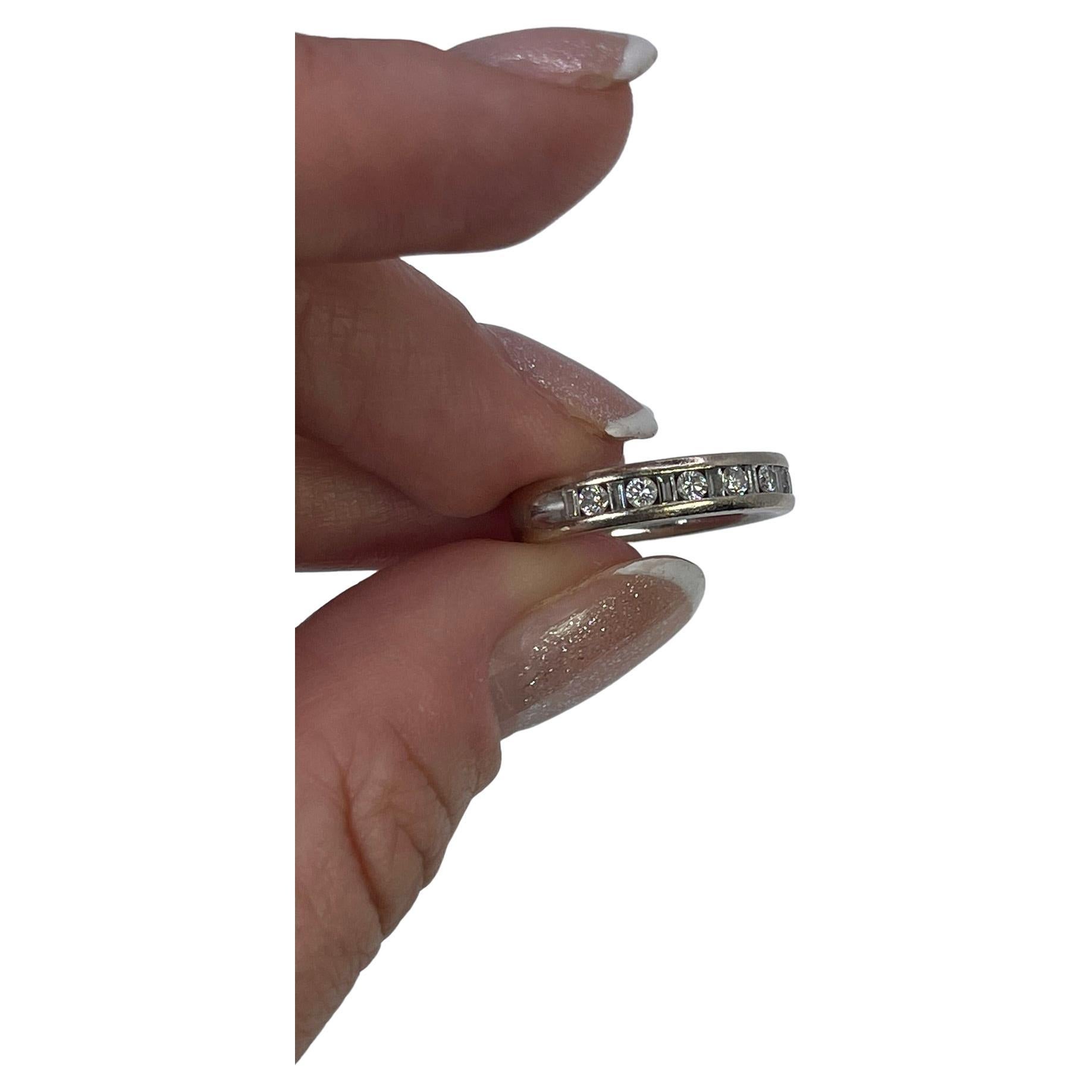 Diamond Wedding Band 14KT White Gold 0.46ct Simple Half Way Diamond Ring