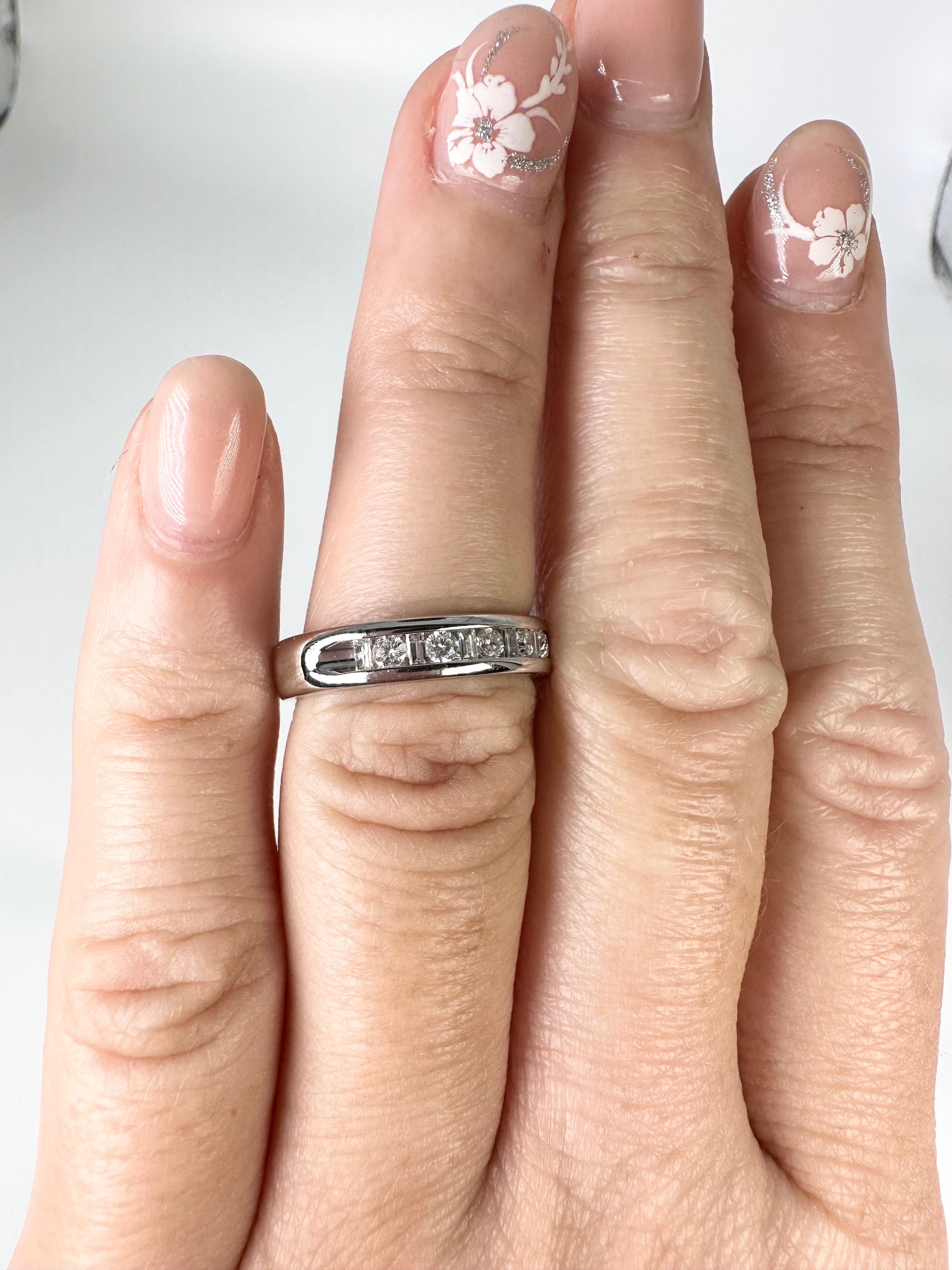 Diamond Wedding Band 14Karat White Gold Baguette Diamond Ring  In New Condition For Sale In Jupiter, FL